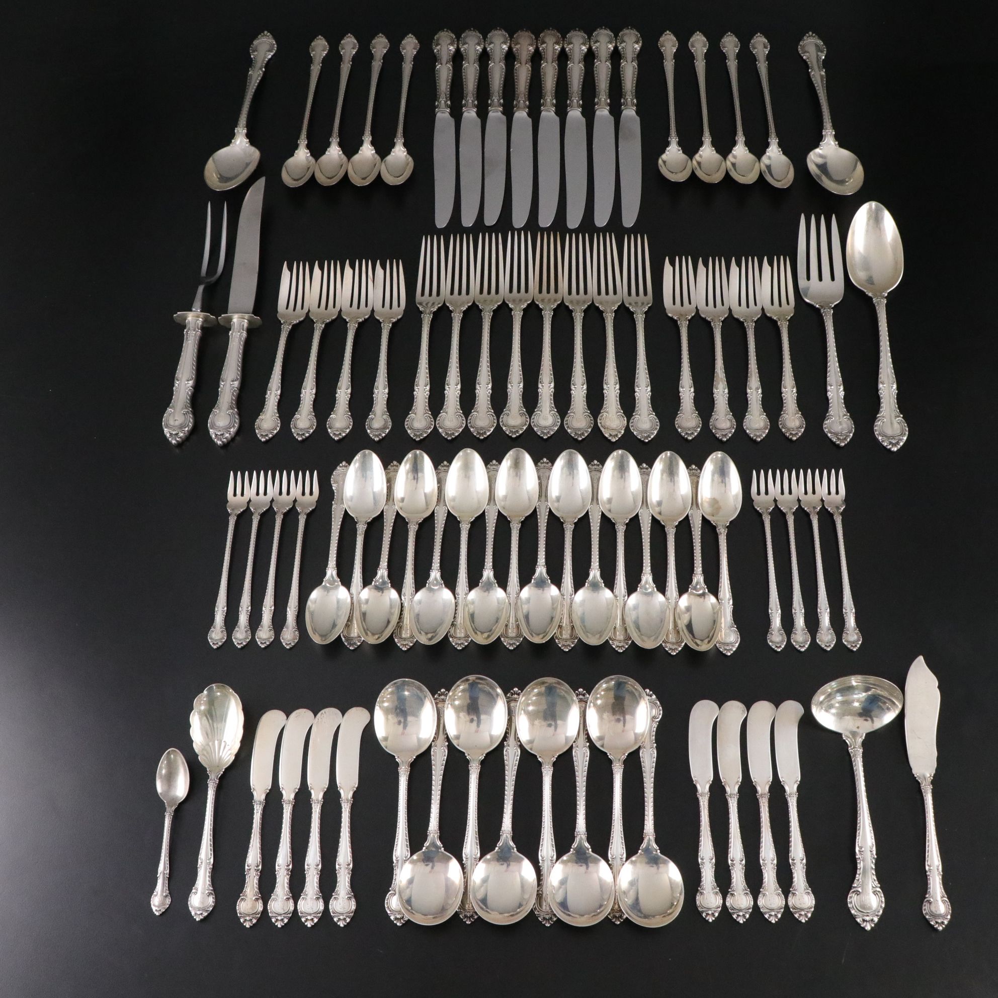 Gorham "English Gadroon" Sterling Silver Flatware Set with Case