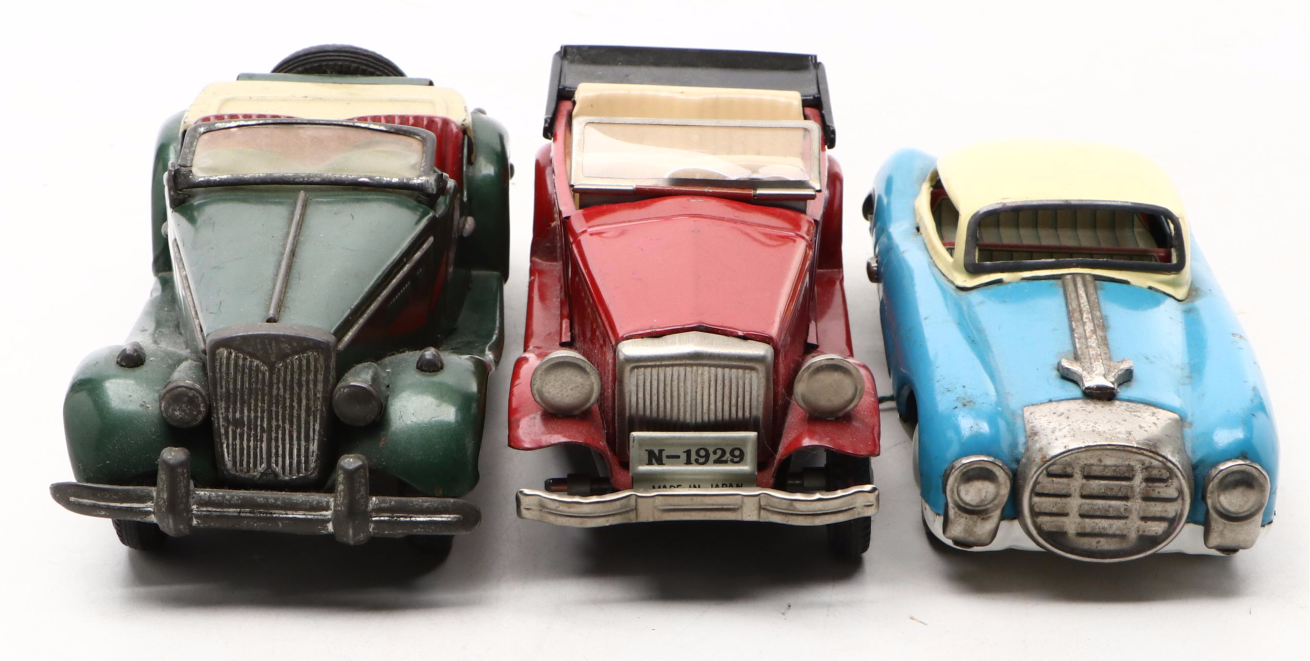 SSS Old Timer Convertible with More Tin Toy Cars, Mid to Late 20th Century
