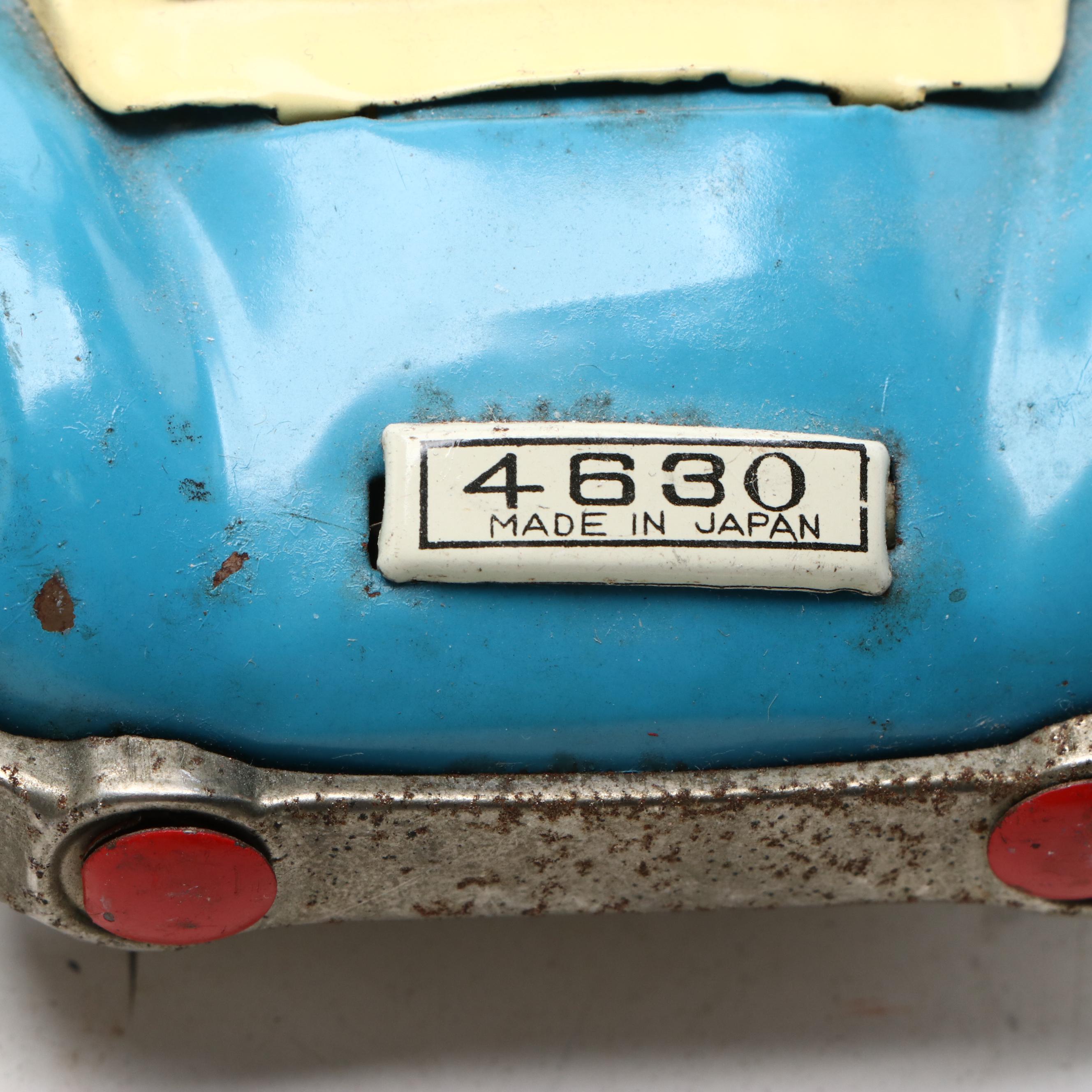 SSS Old Timer Convertible with More Tin Toy Cars, Mid to Late 20th Century