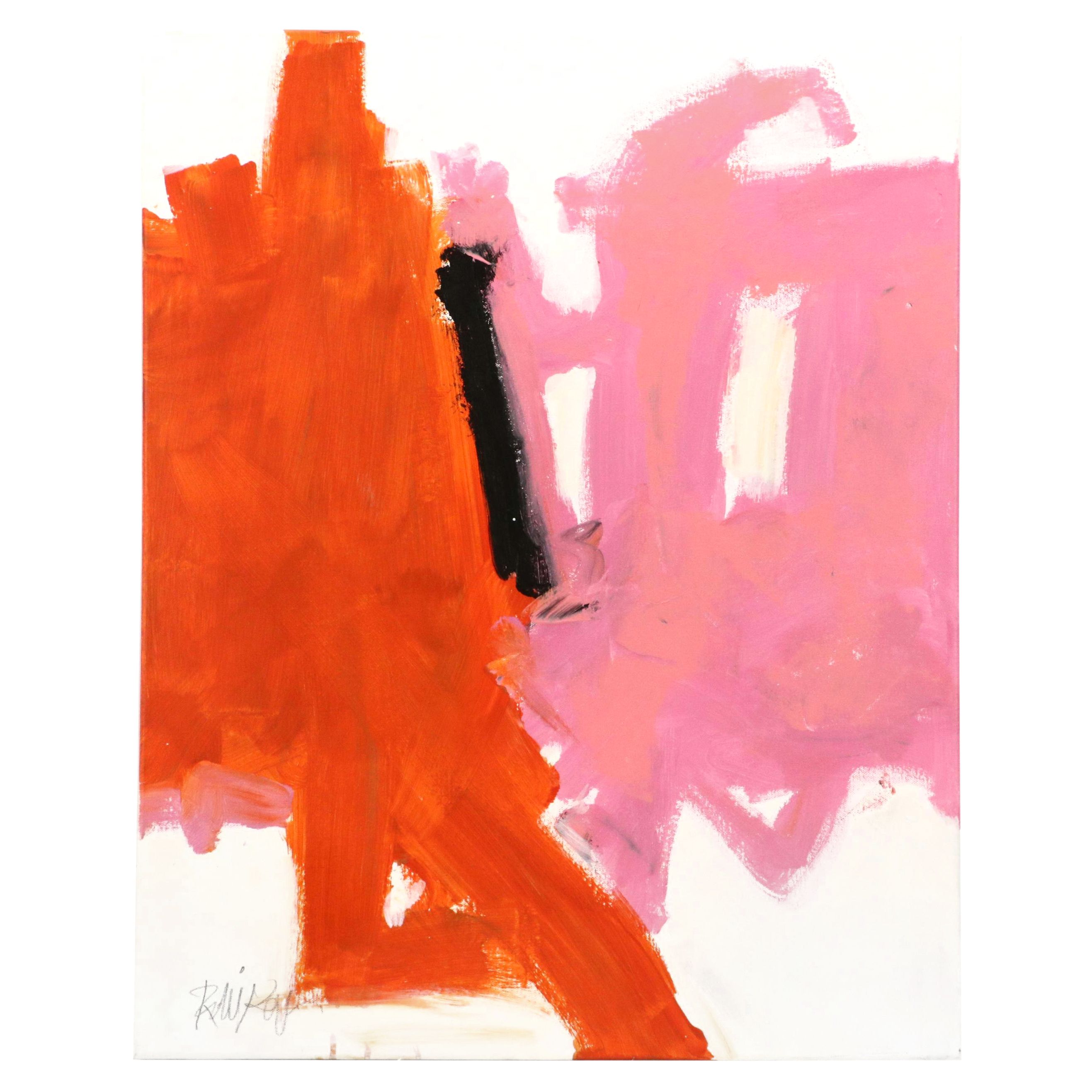 Robbie Kemper Abstract Acrylic Painting "Diagonal Divide," 21st Century