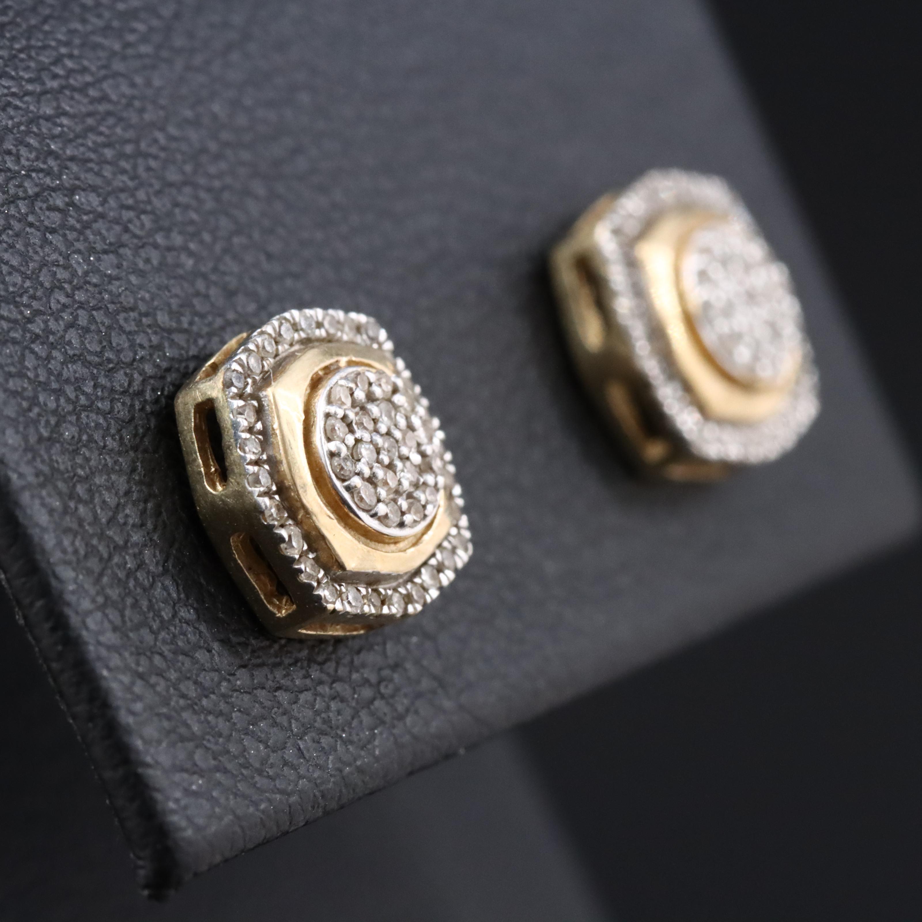 10K 0.23 CTW Diamond Cluster Earrings