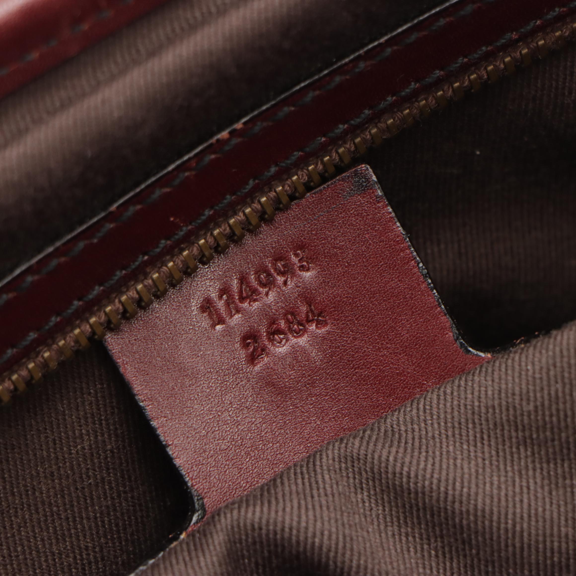 Gucci Bamboo Bullet Shoulder Bag in GG Canvas and Burgundy Studded Leather