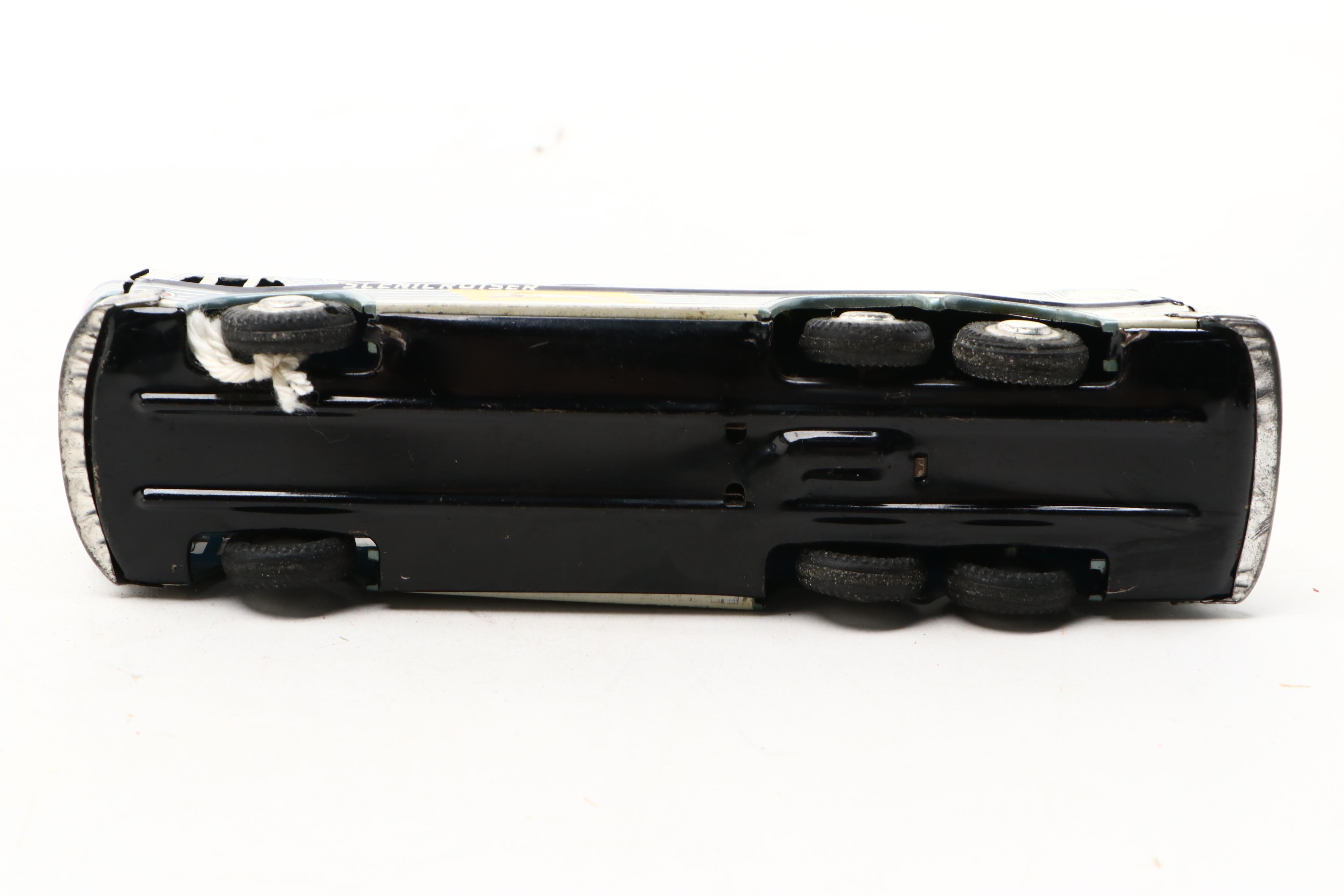 Vintage Toy Greyhound Bus with More Japanese and German Toy Cars and Trucks