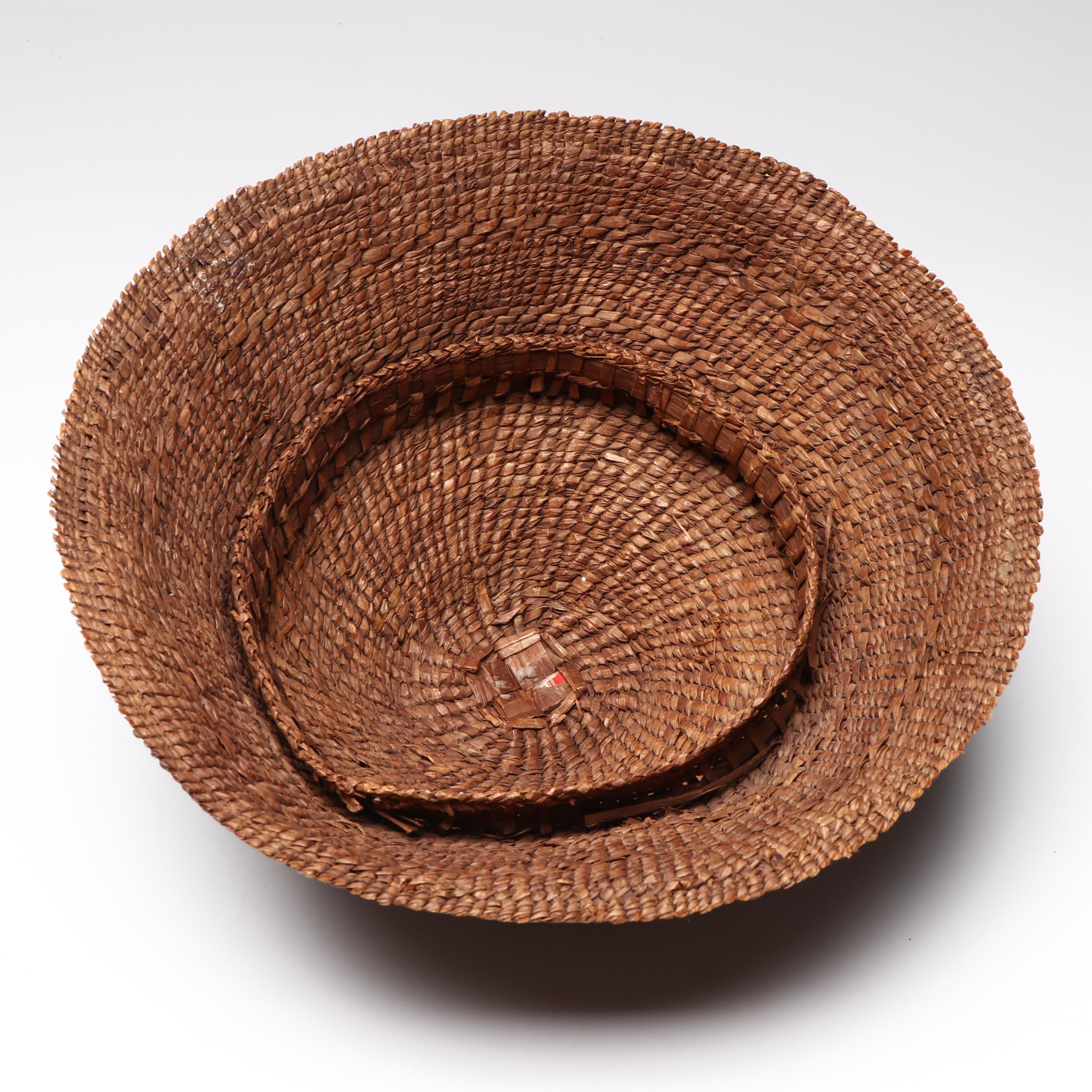 Indigenous Pacific Northwest Twined Basketry Rain Hat