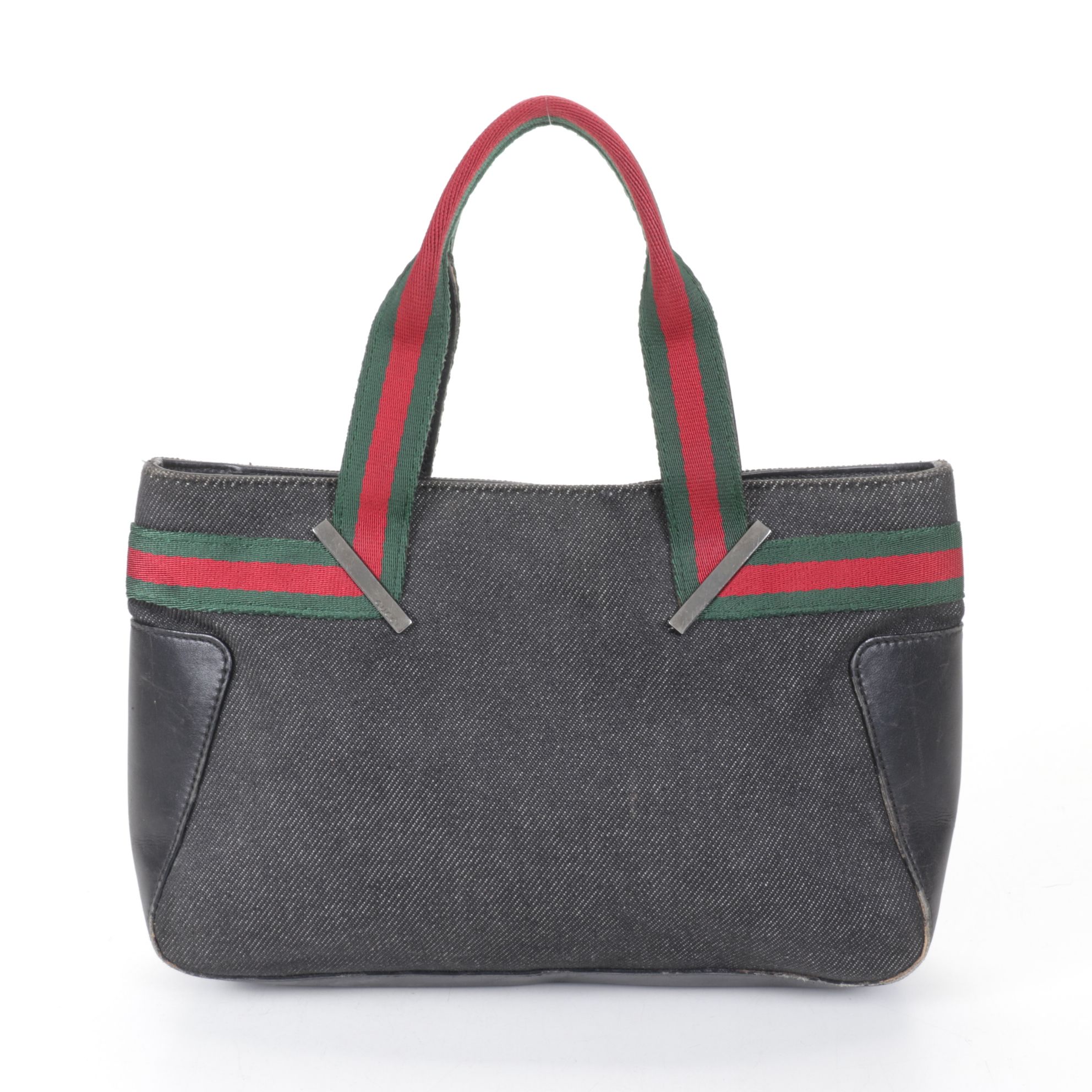 Gucci Sherry Line Black Canvas and Leather Top-Handle Handbag