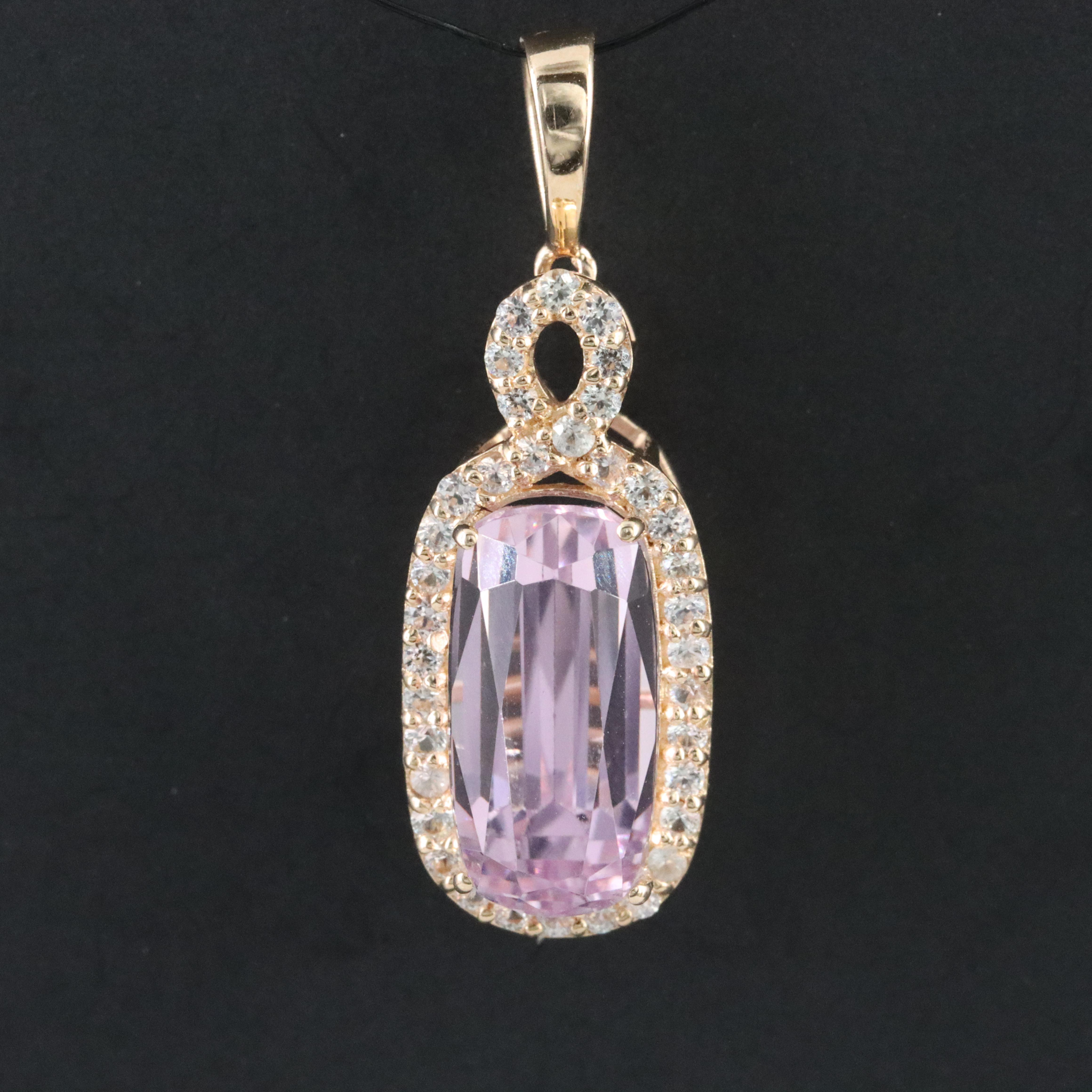 14K 4.43 CT Kunzite and White Sapphire Pendant