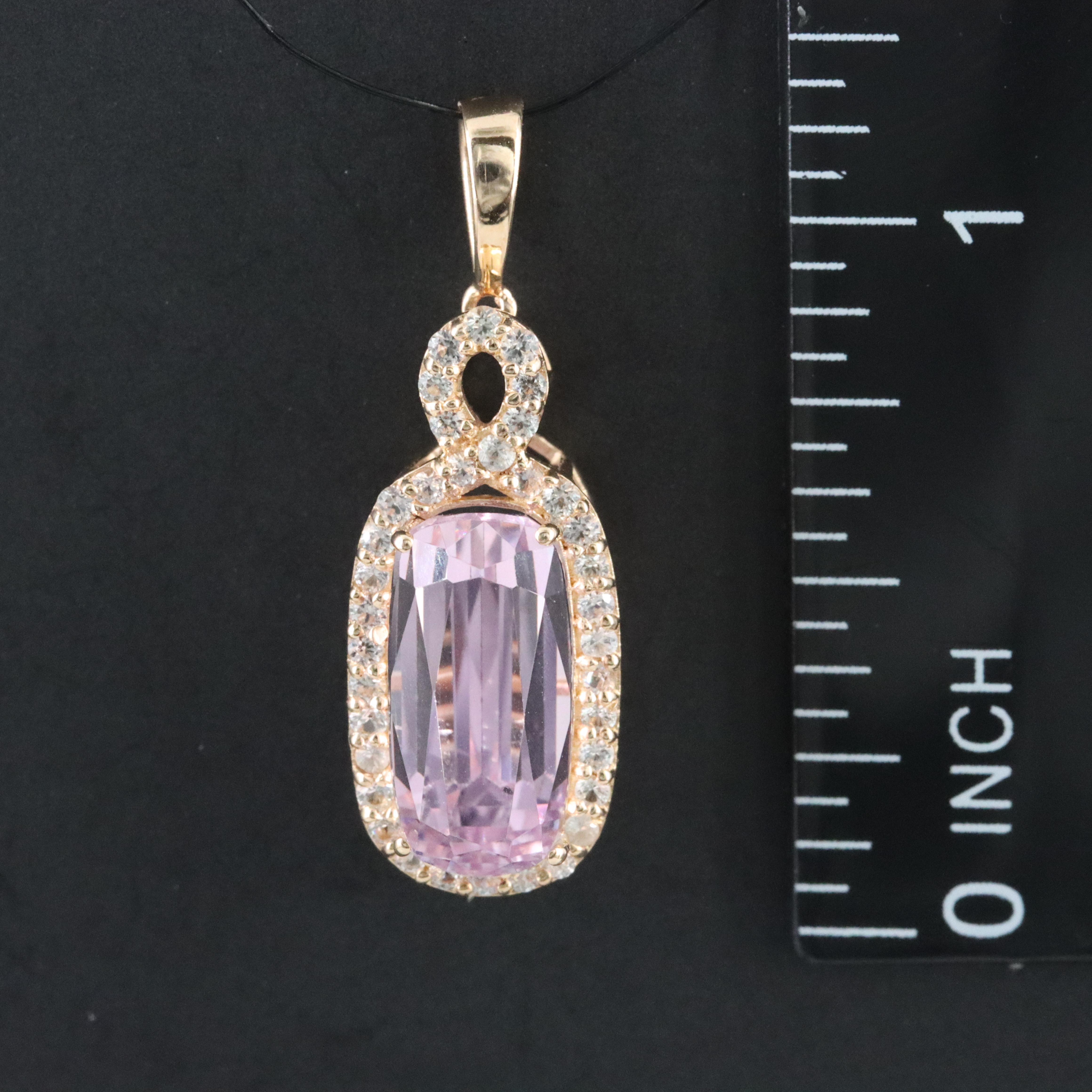 14K 4.43 CT Kunzite and White Sapphire Pendant