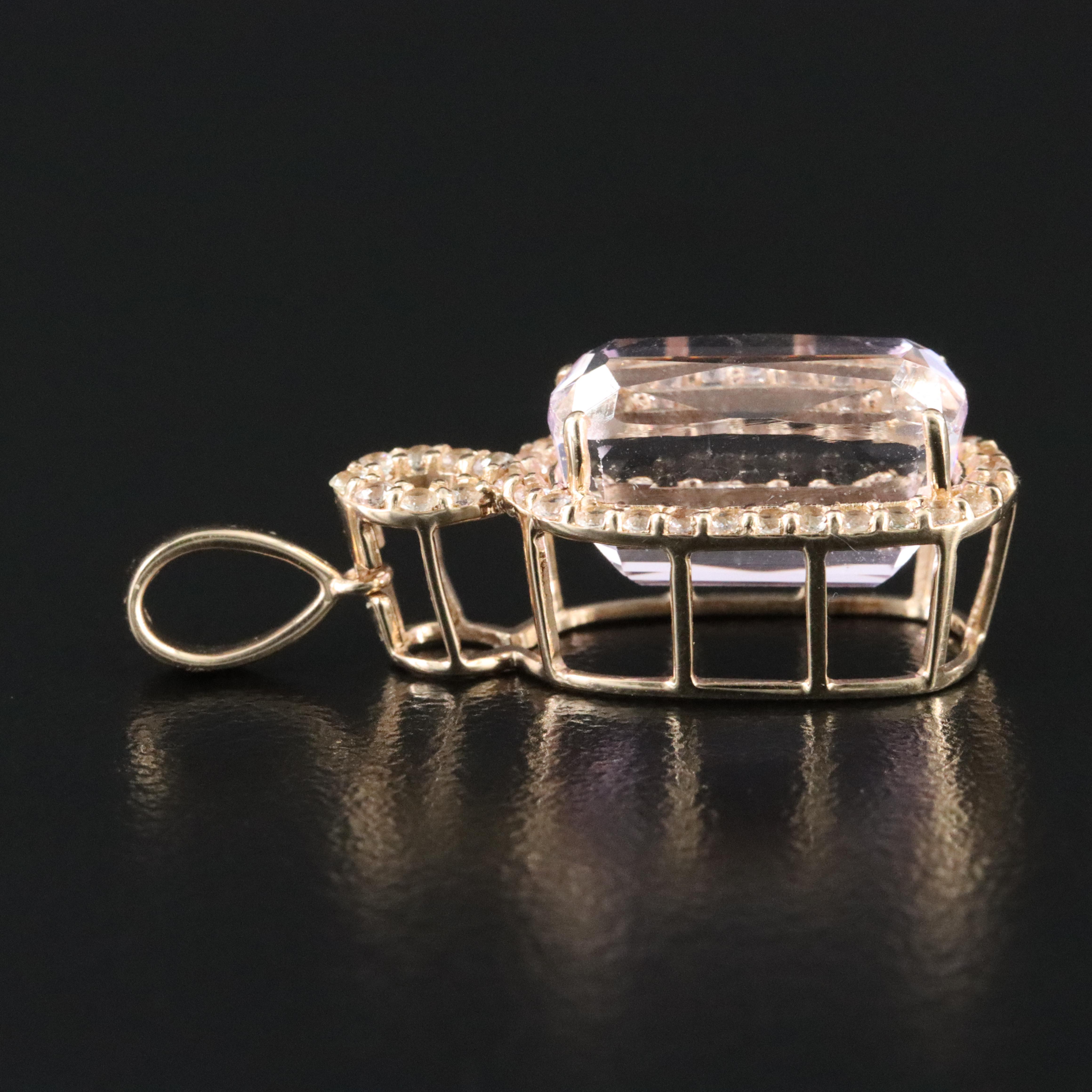 14K 4.43 CT Kunzite and White Sapphire Pendant