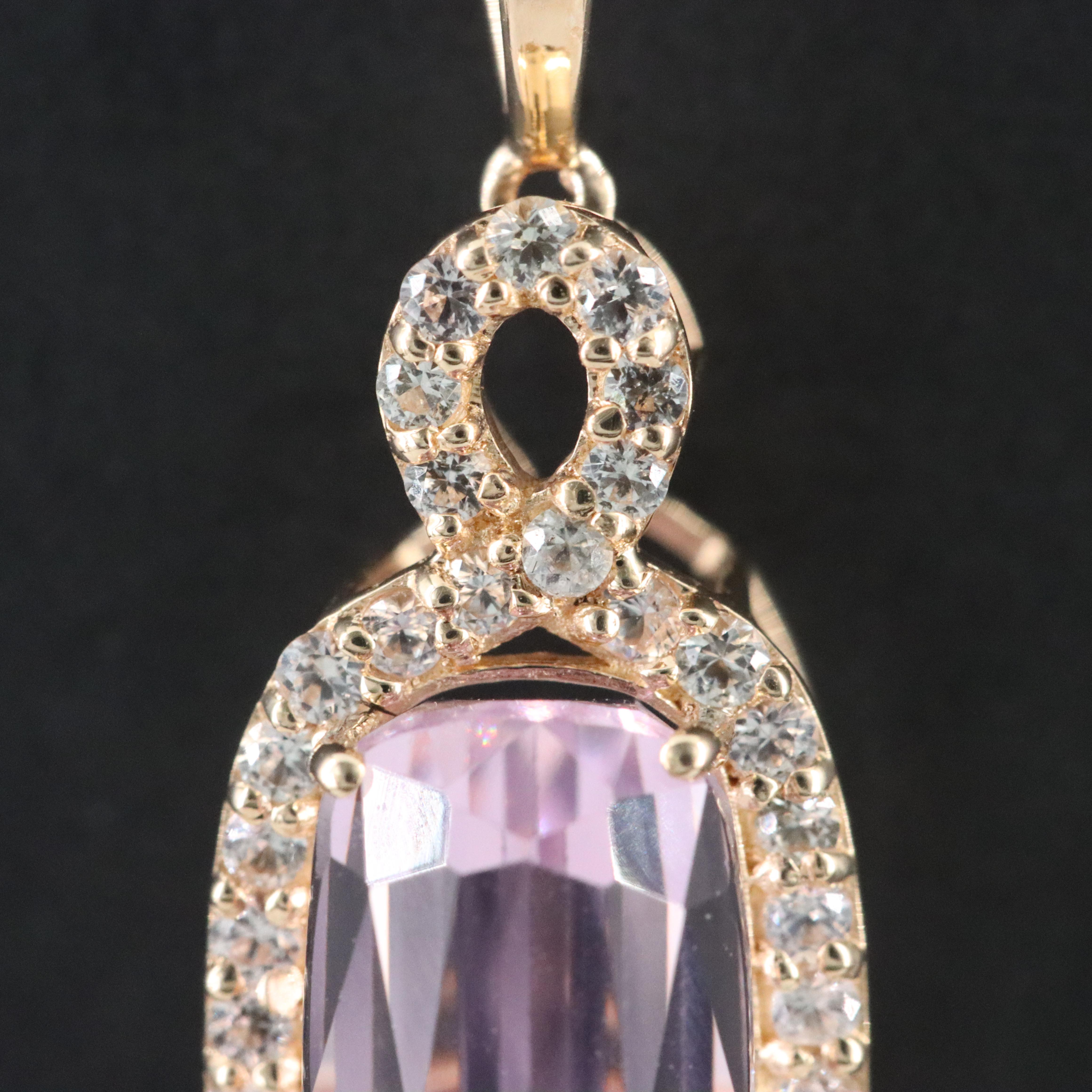 14K 4.43 CT Kunzite and White Sapphire Pendant