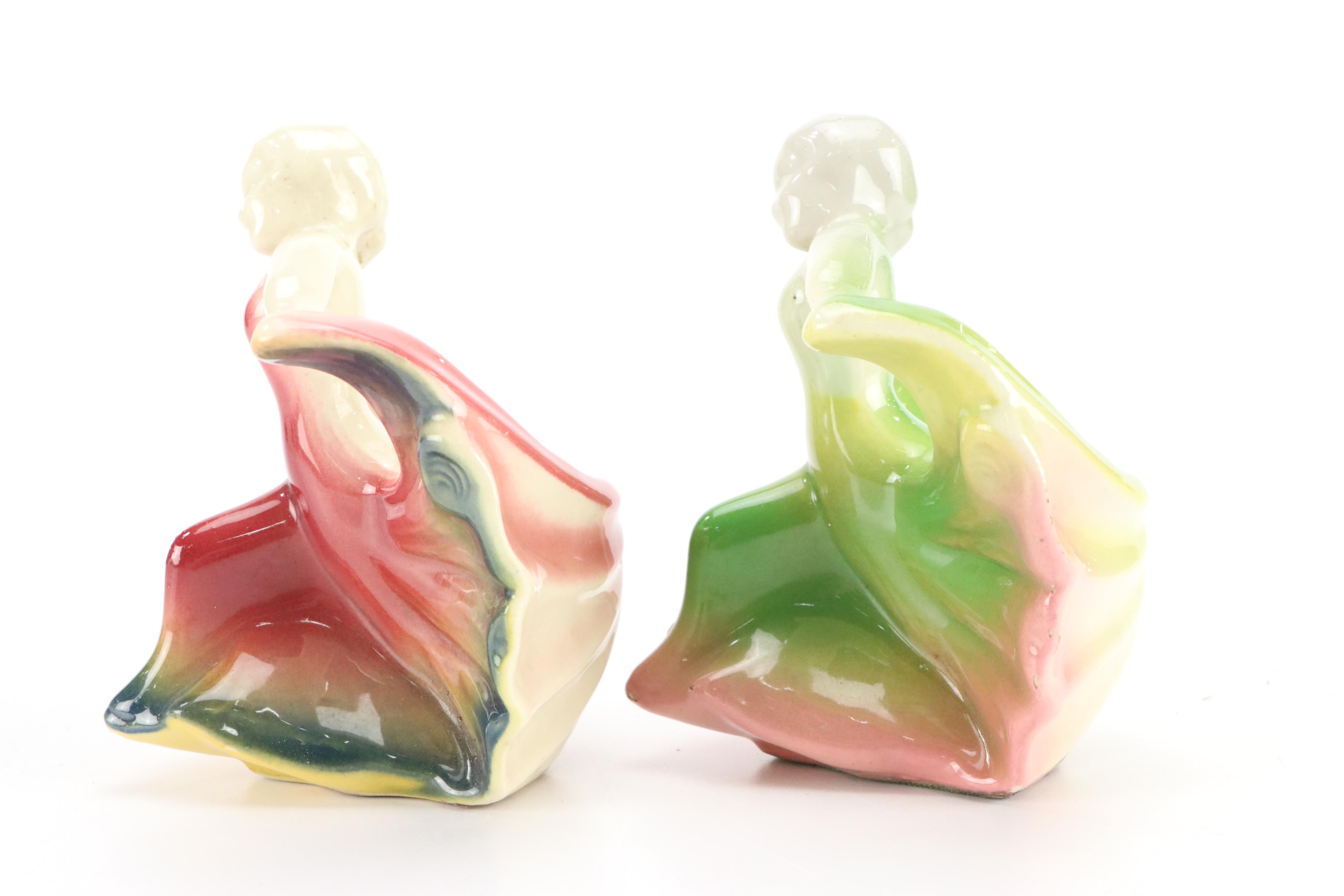 Pair of Vintage Figural Dancing Girl Planters, Mid-20th Century