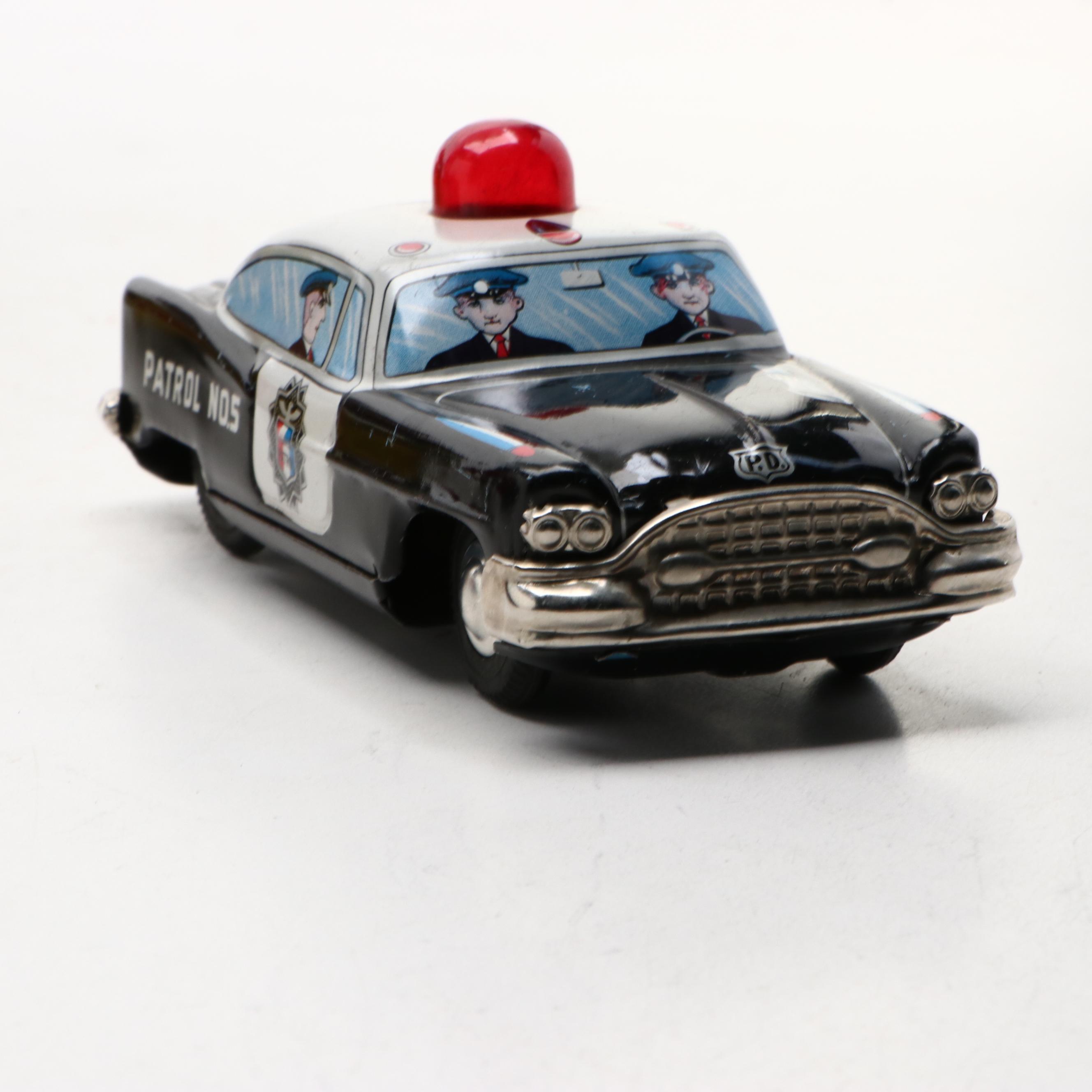 Vintage Old Timer "Old Smoky" Fire Truck with More Friction-Powered Tin Cars