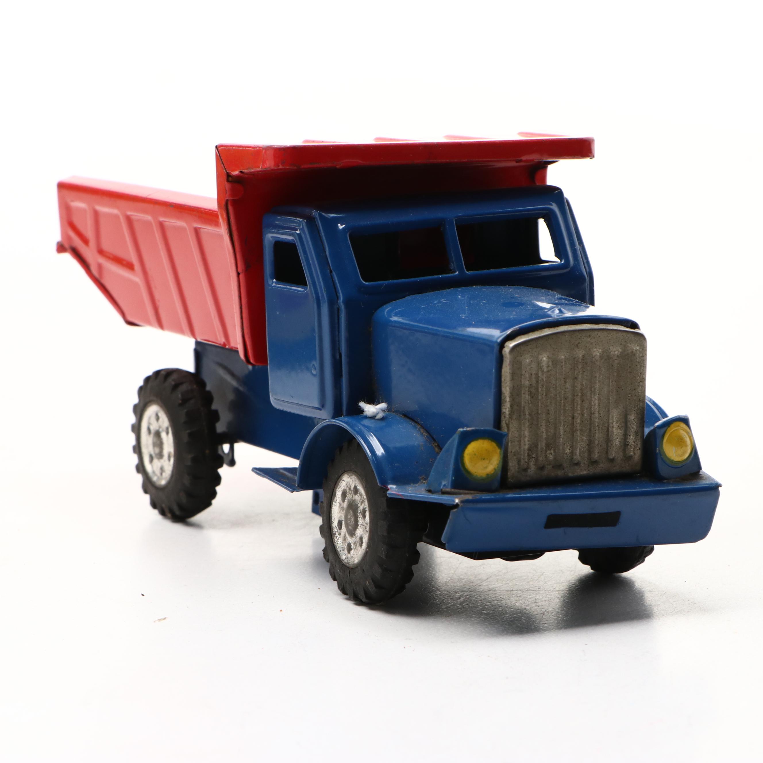 Vintage Old Timer "Old Smoky" Fire Truck with More Friction-Powered Tin Cars