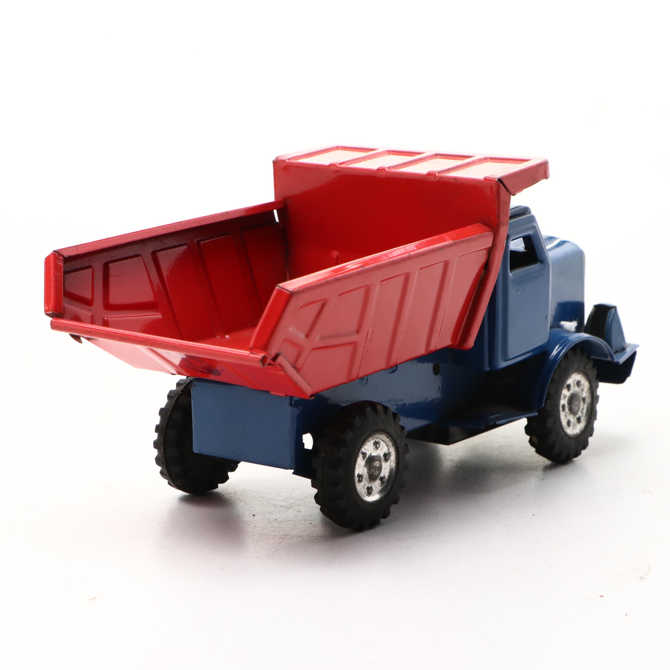 Vintage Old Timer "Old Smoky" Fire Truck with More Friction-Powered Tin Cars