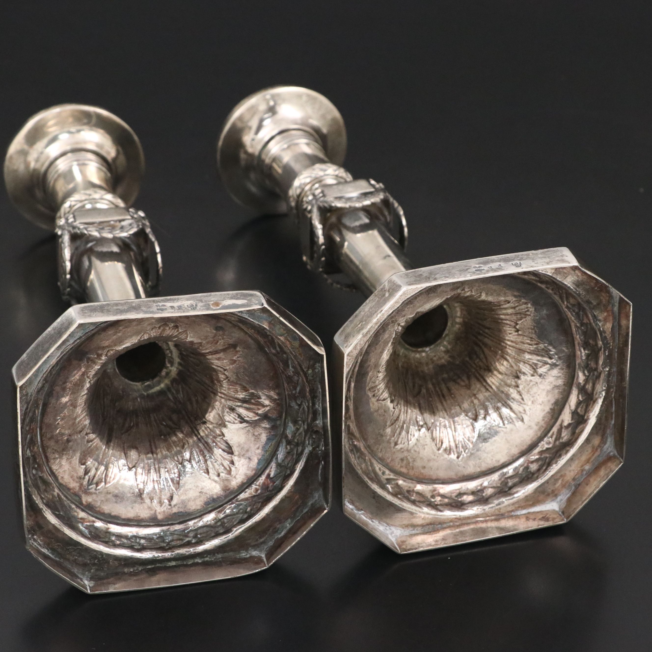 German Hanau 800 Silver Candlesticks, Late 19th/Early 20th Century