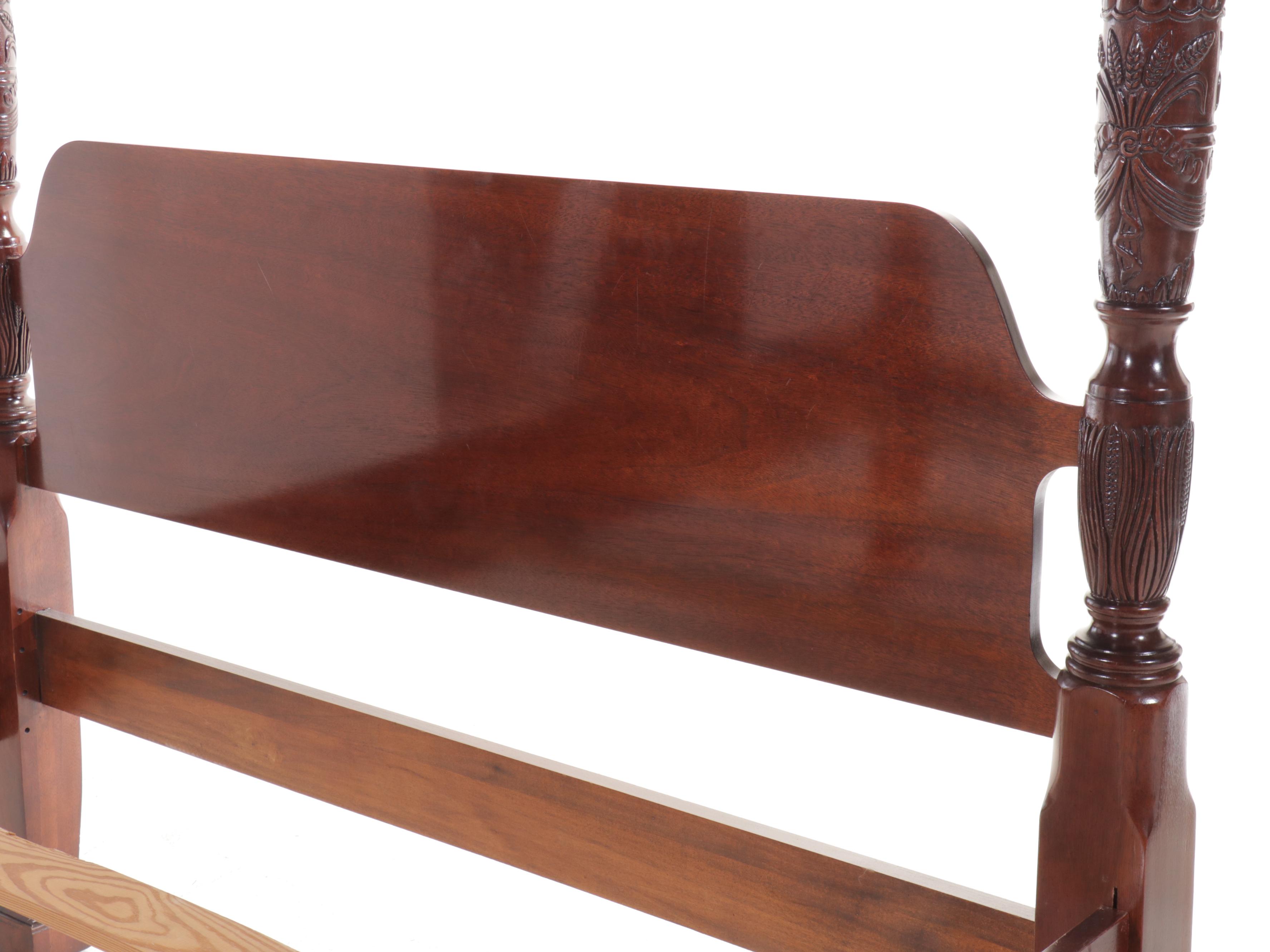 Federal Style Cherry Queen Size Four Poster Bed Frame, 20th Century