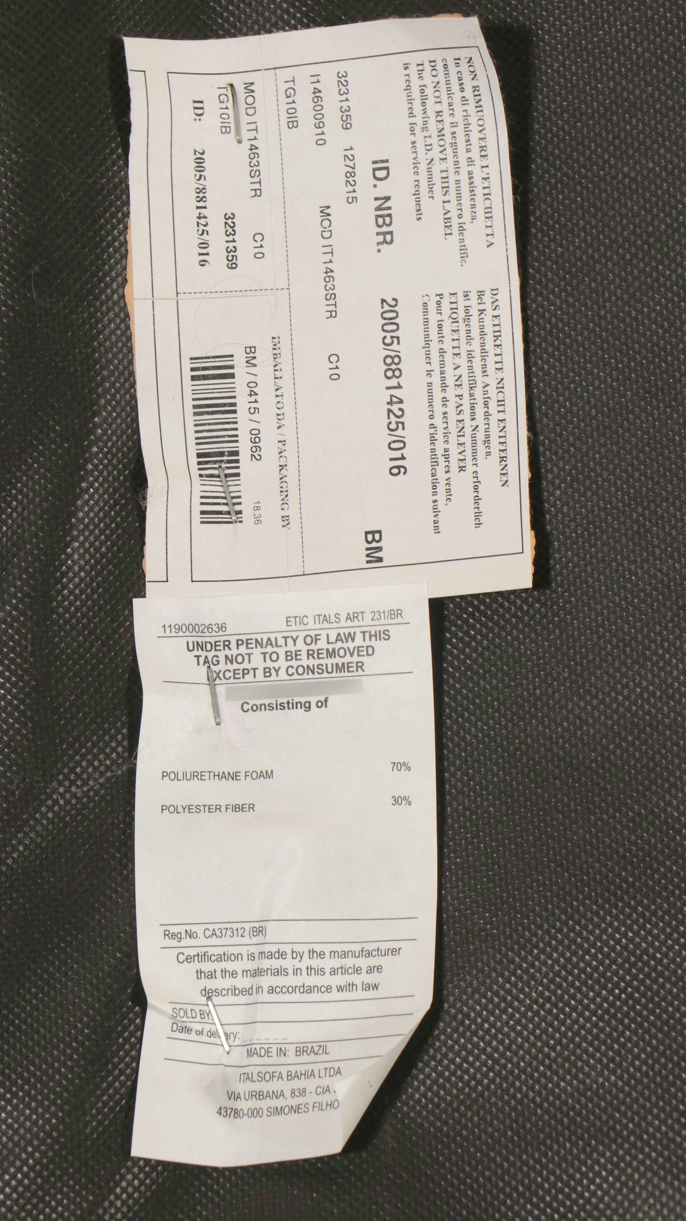 Italsofa Leather Upholstered Sofa, 21st Century