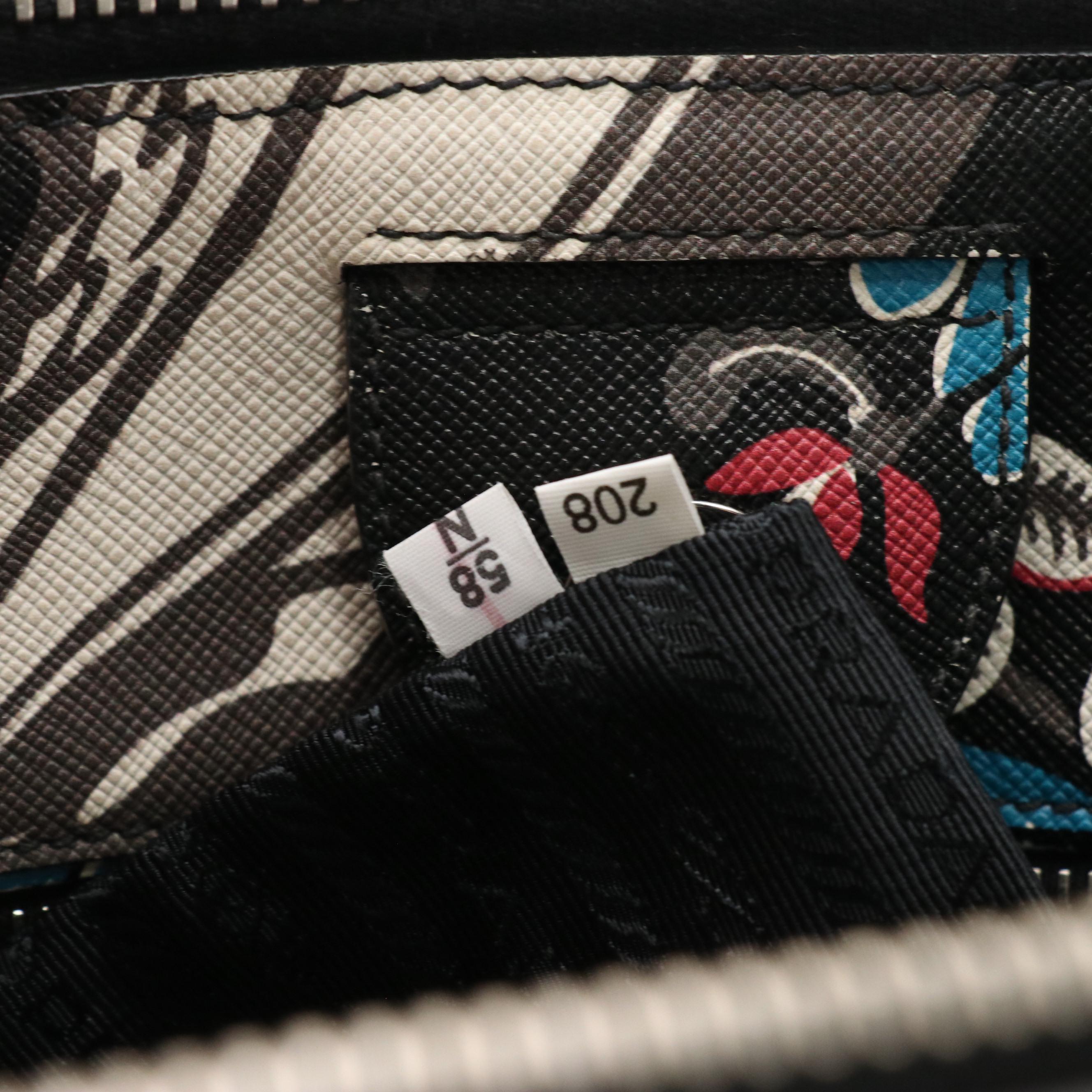 Prada Twin Pocket Two-Way Tote in Floral Printed Saffiano Leather