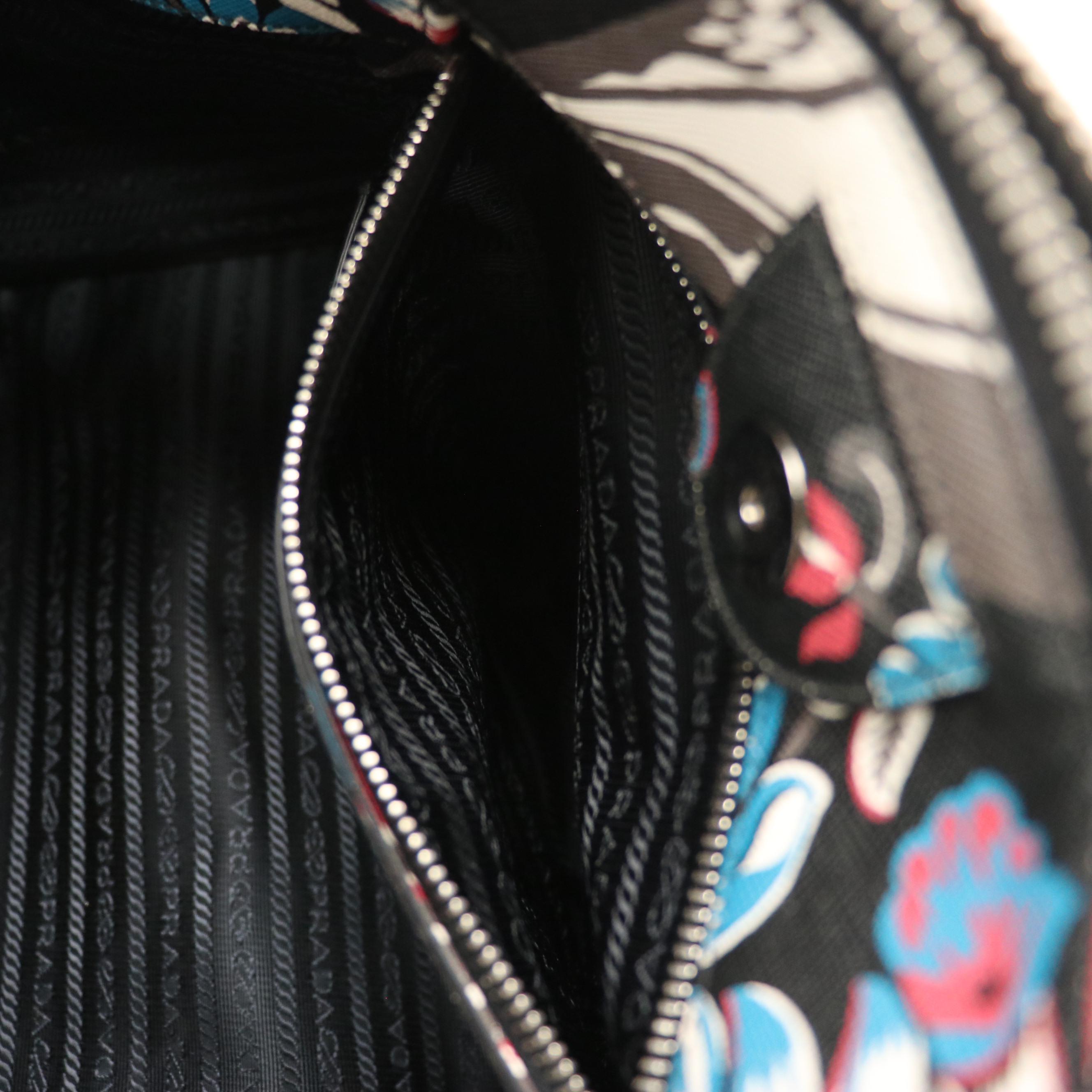 Prada Twin Pocket Two-Way Tote in Floral Printed Saffiano Leather