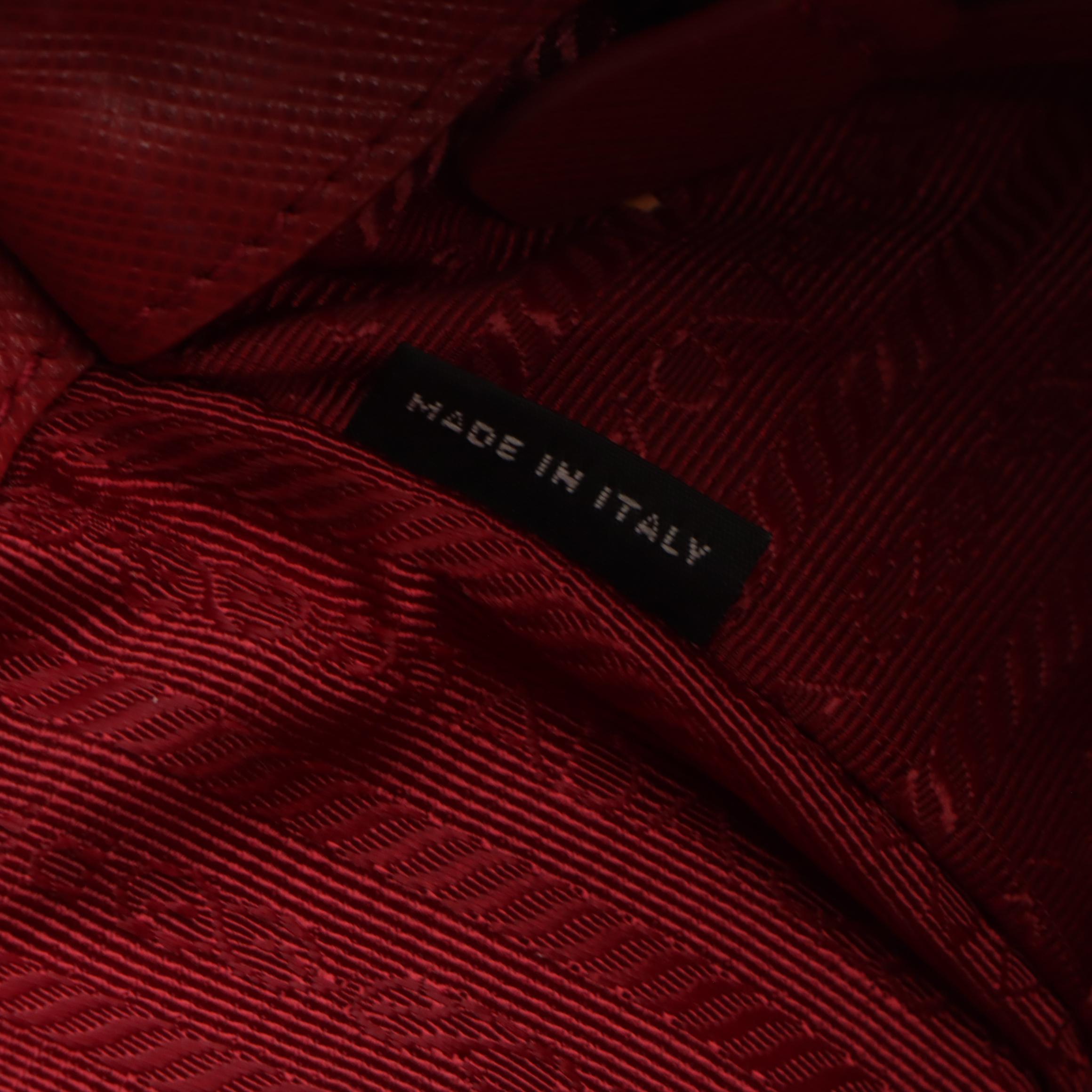 Prada Large Double Zip Galleria Two-Way Bag in Cherry Red Saffiano Lux Leather