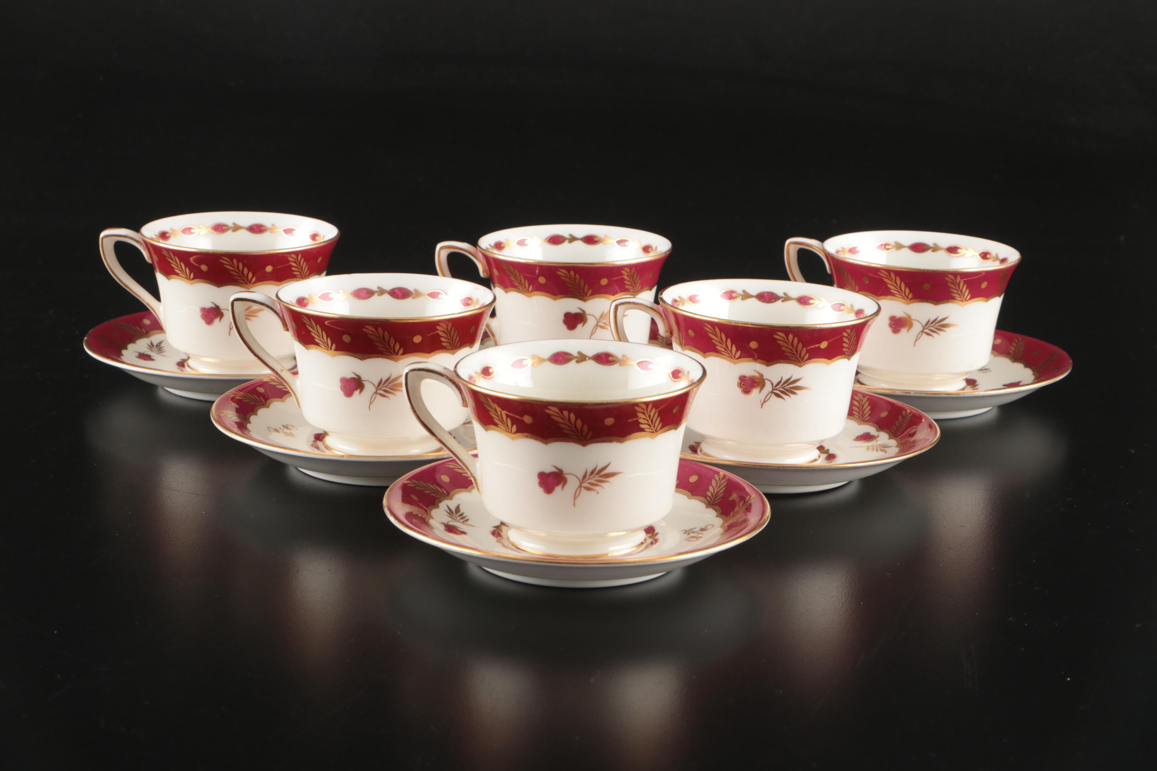 Royal Worchester Reproduction "Georgian" Porcelain Cups and Saucers