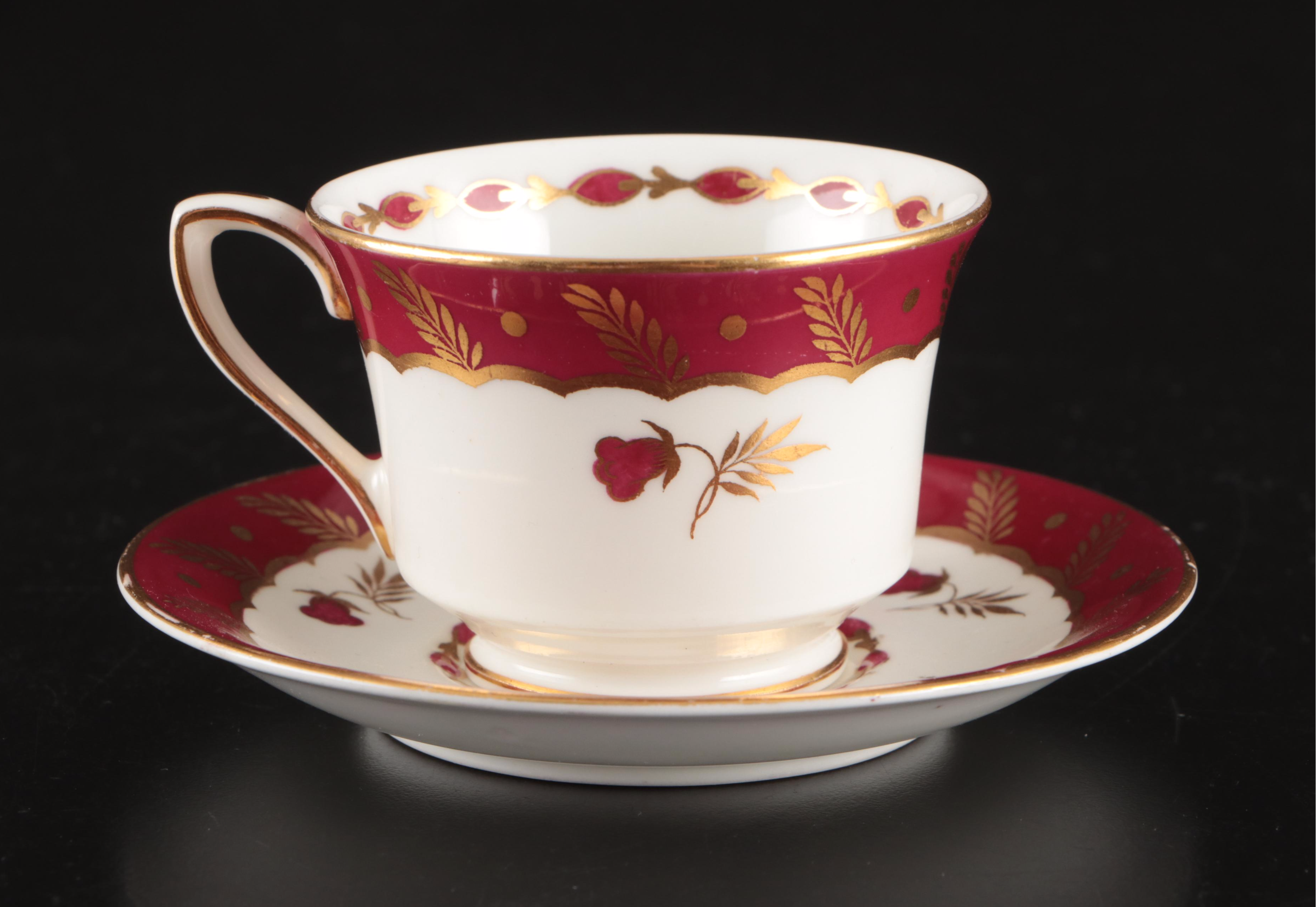 Royal Worchester Reproduction "Georgian" Porcelain Cups and Saucers