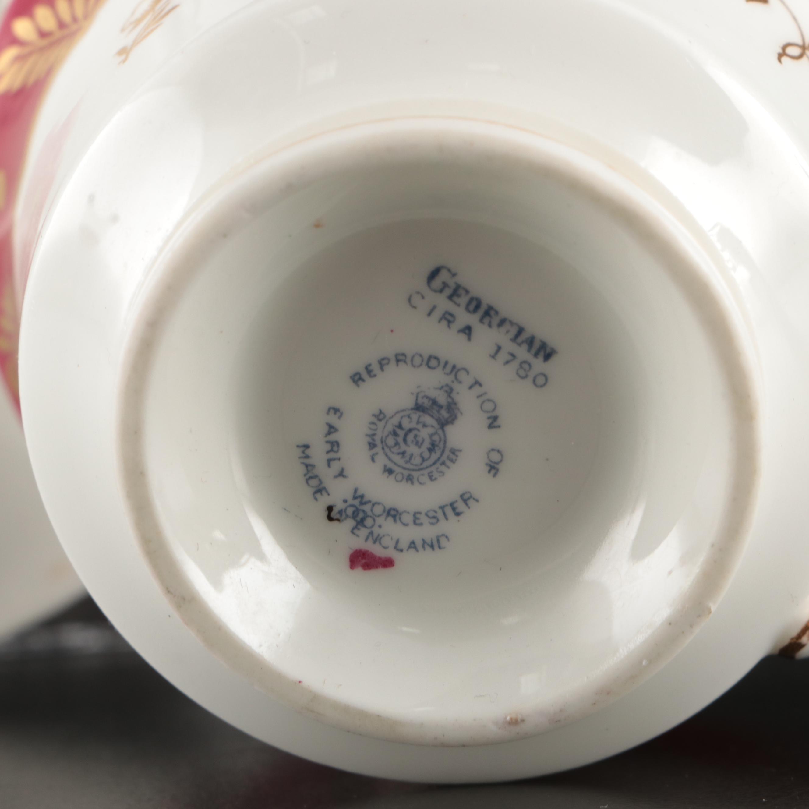 Royal Worchester Reproduction "Georgian" Porcelain Cups and Saucers