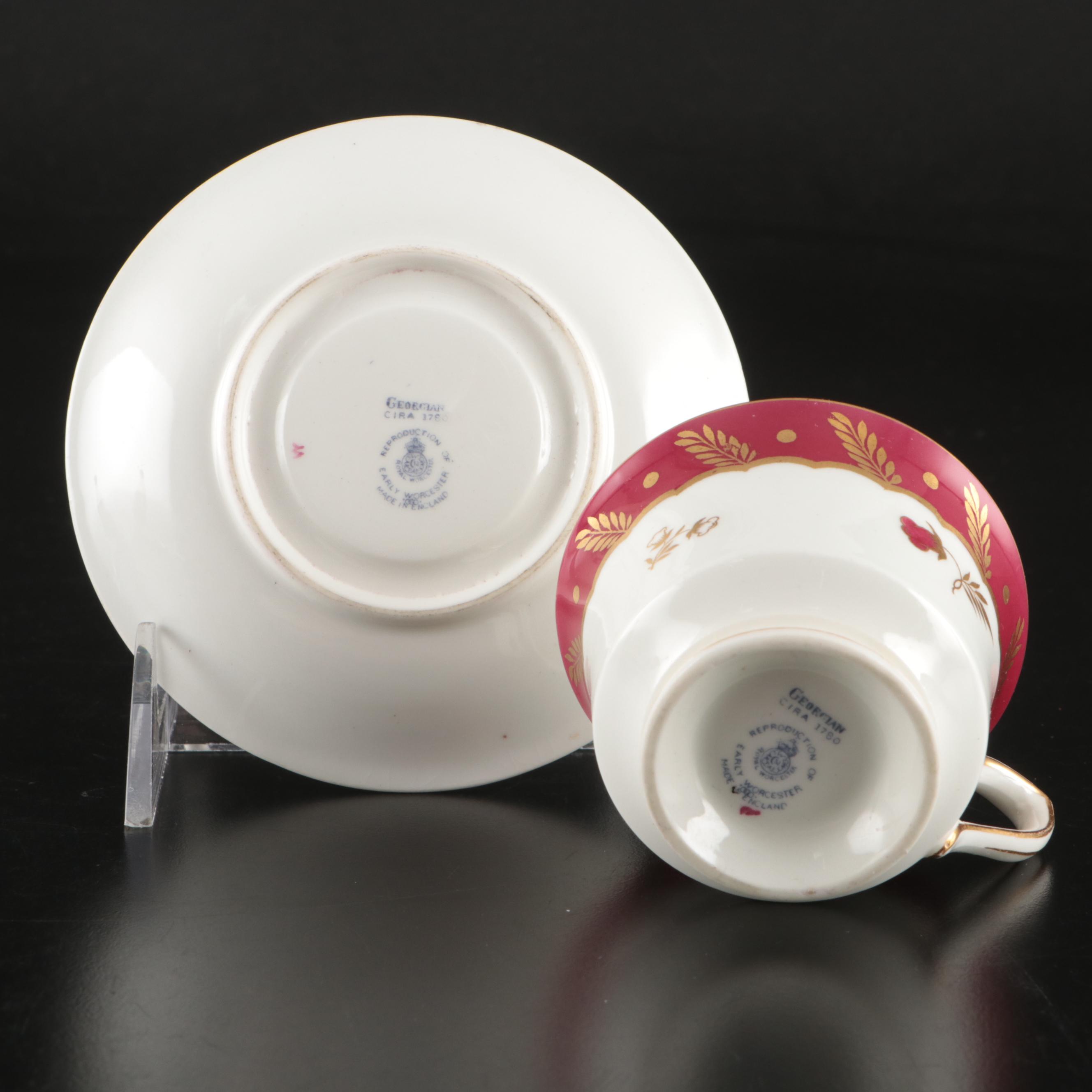 Royal Worchester Reproduction "Georgian" Porcelain Cups and Saucers
