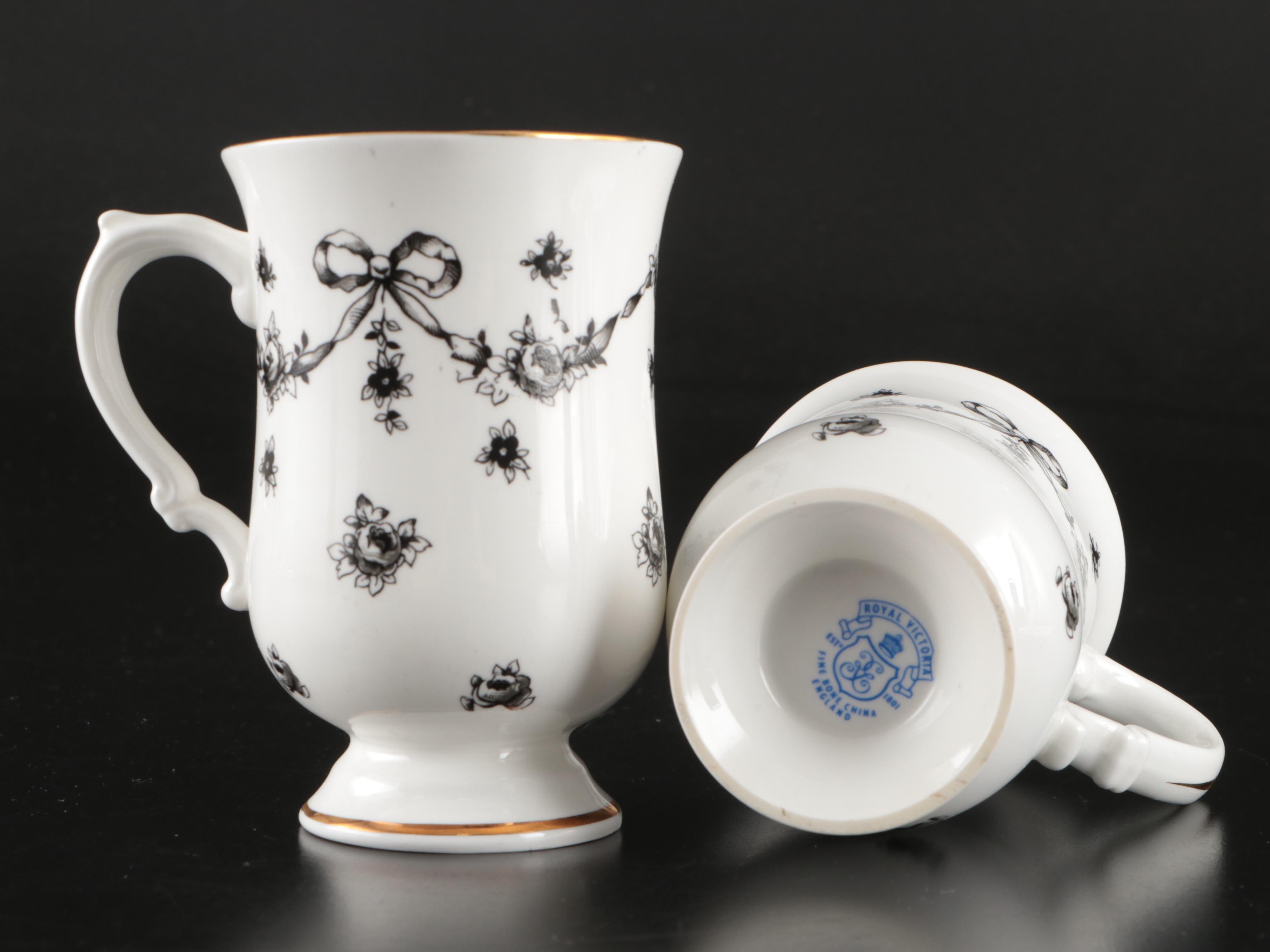 Royal Worchester Reproduction "Georgian" Porcelain Cups and Saucers