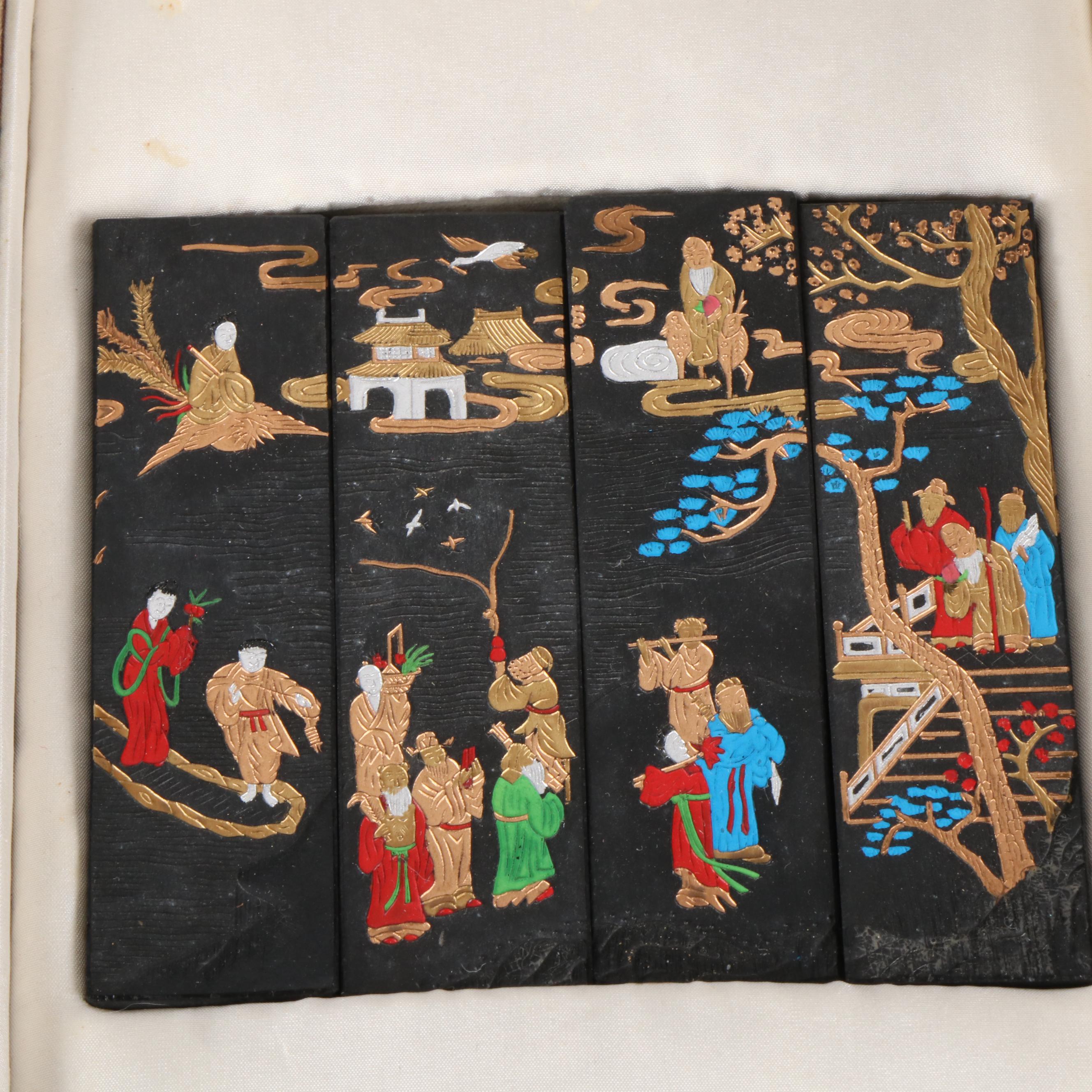 Chinese Carved Miniature Furniture, Guanyin Figure and Gemstone Bonsai