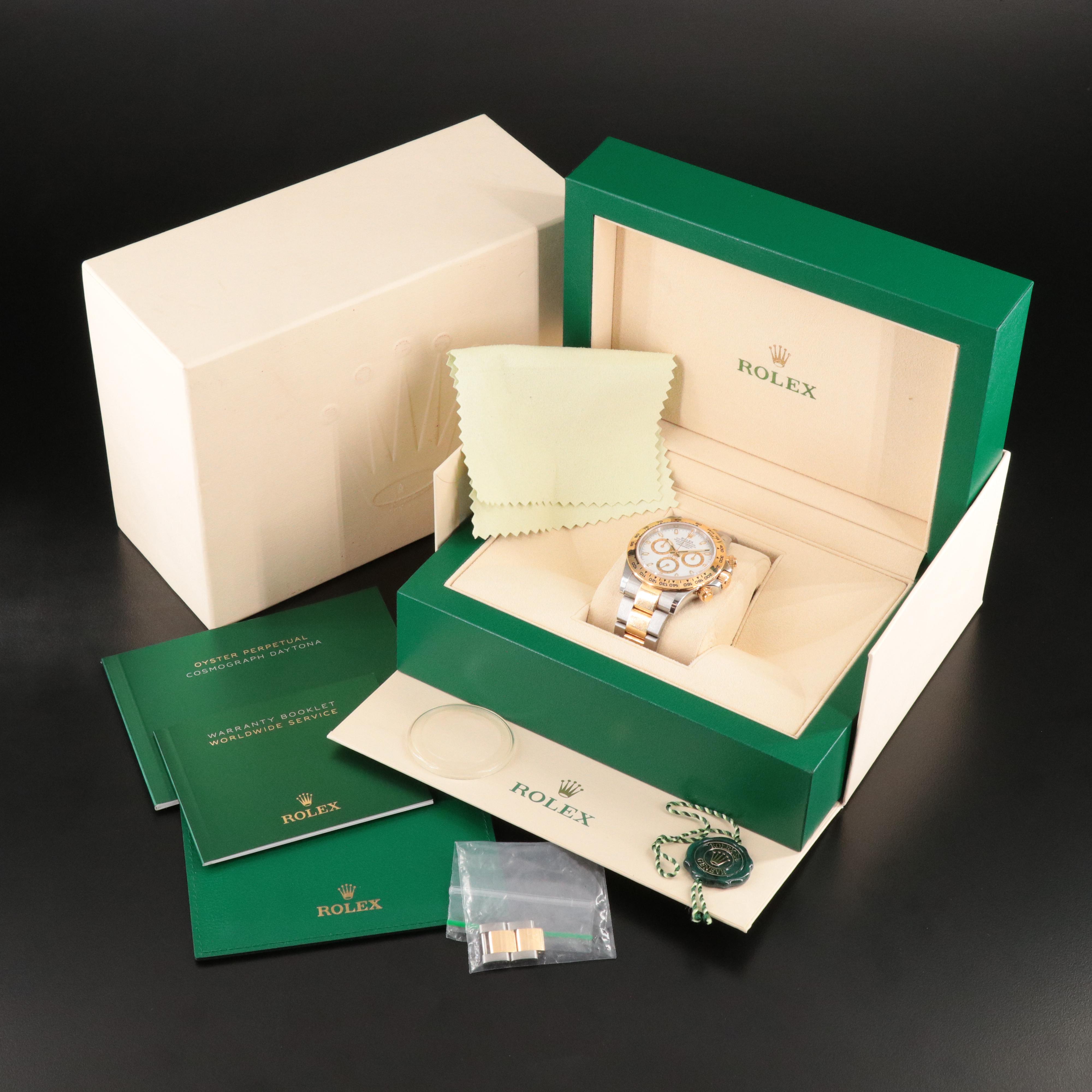 Rolex Cosmograph Daytona Rolesor 18K & Steel Oyster White Chrono Dial Watch