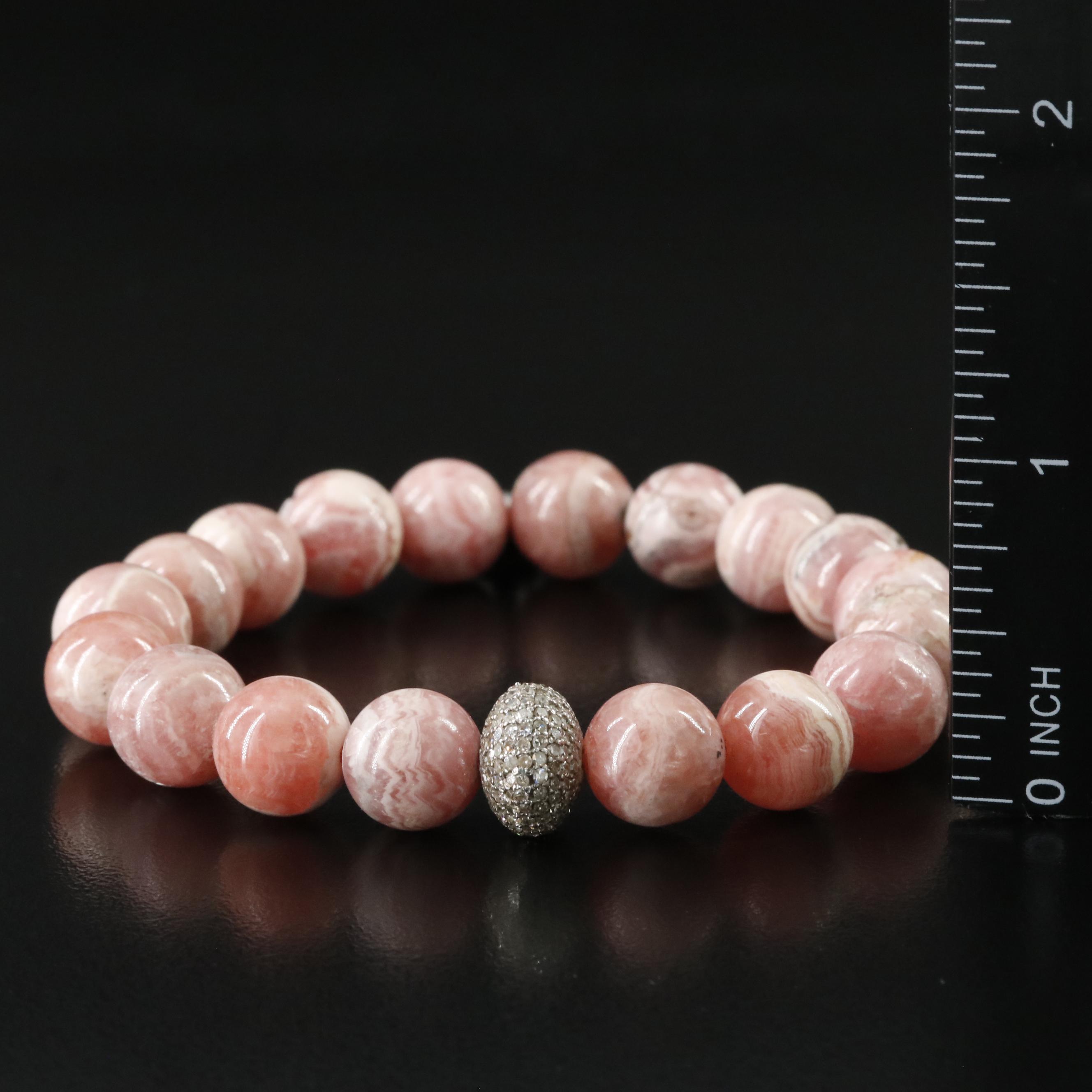 Sheryl Lowe Sterling Sunstone, Rhodochrosite and Diamond Bracelets
