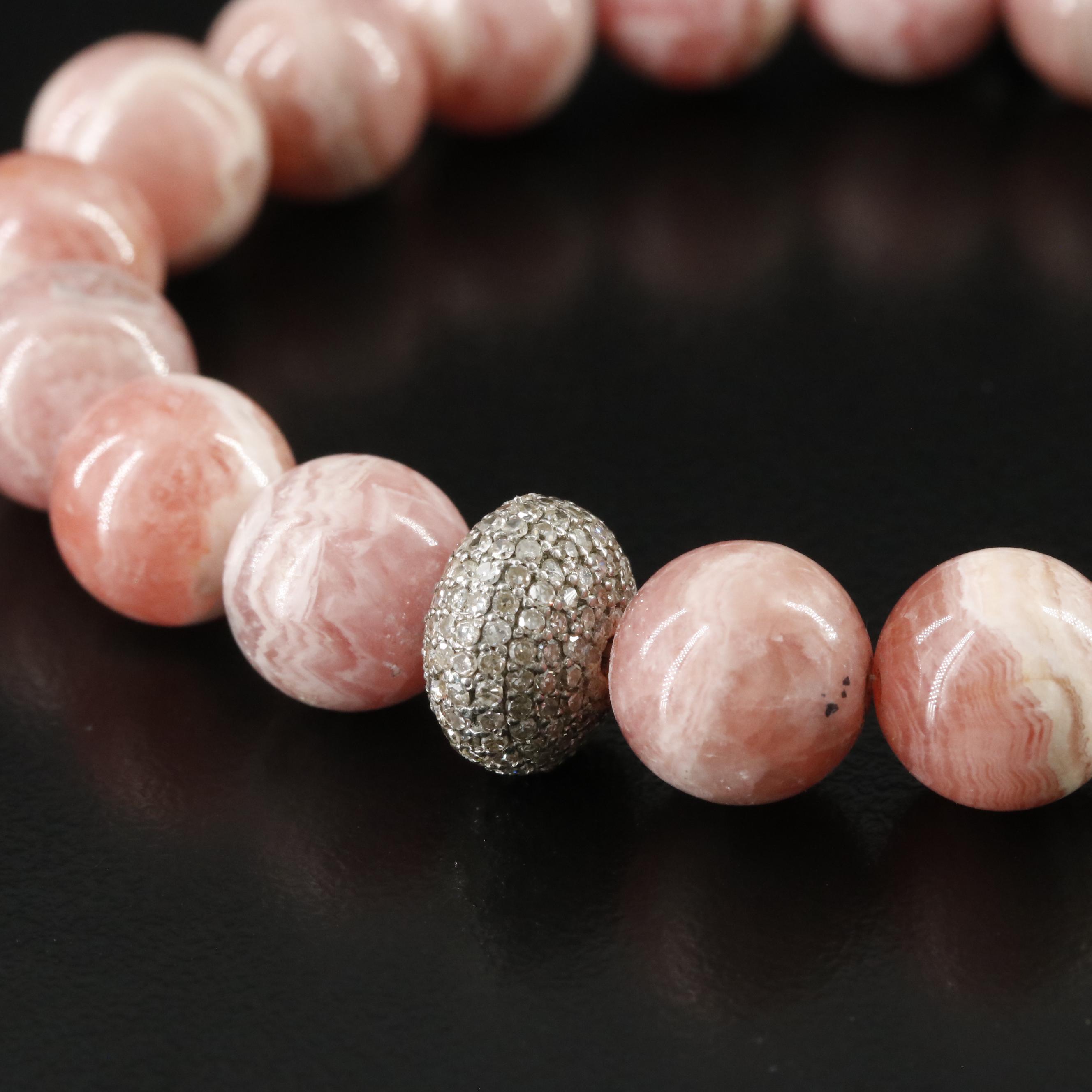 Sheryl Lowe Sterling Sunstone, Rhodochrosite and Diamond Bracelets