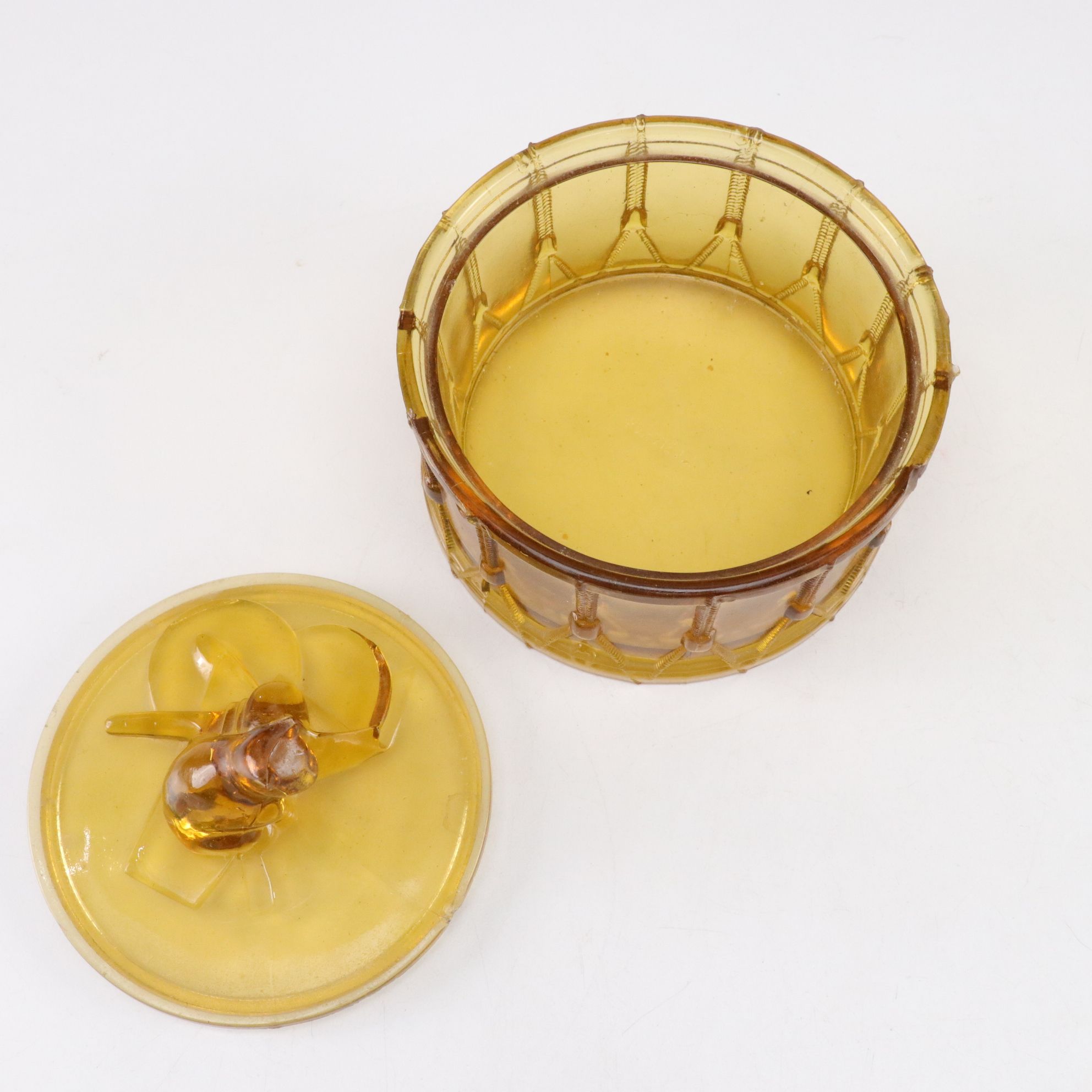 Indiana Glass "Sandwich Amber" Relish Tray & Other Glass Tableware