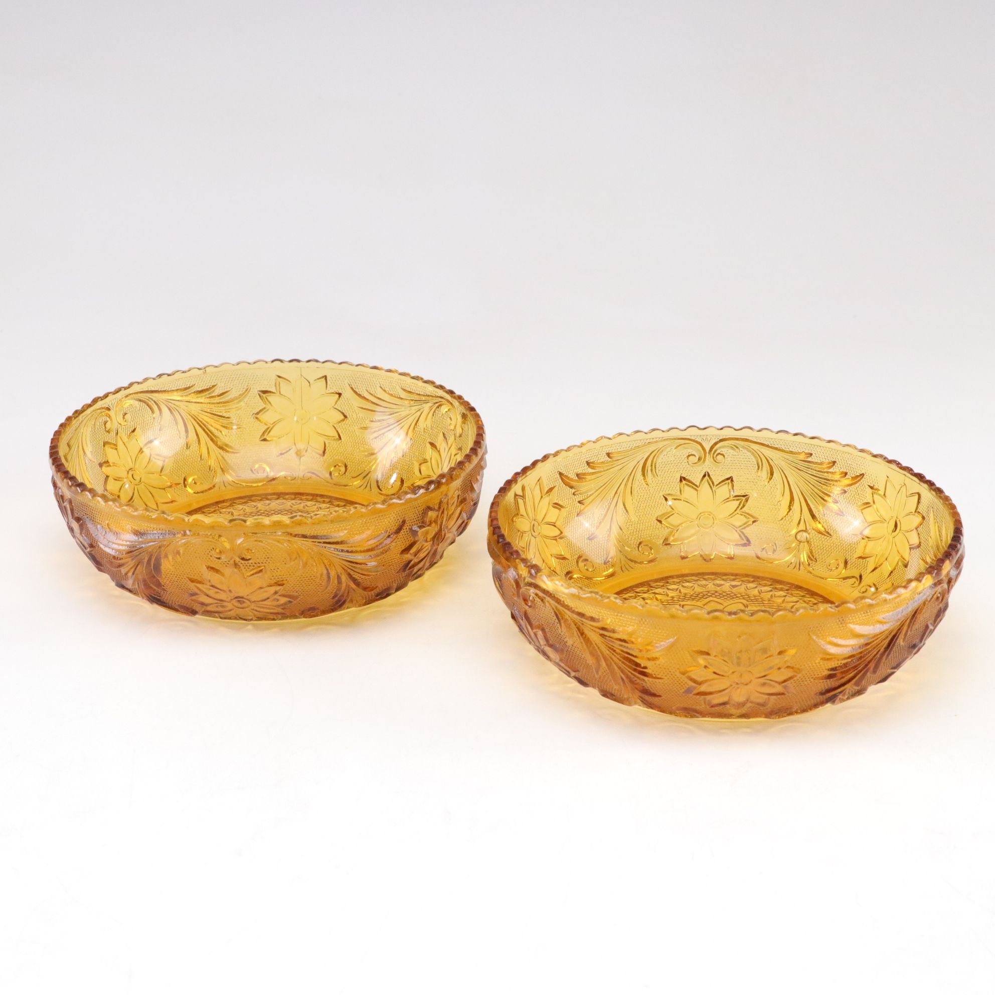 Indiana Glass "Sandwich Amber" Relish Tray & Other Glass Tableware