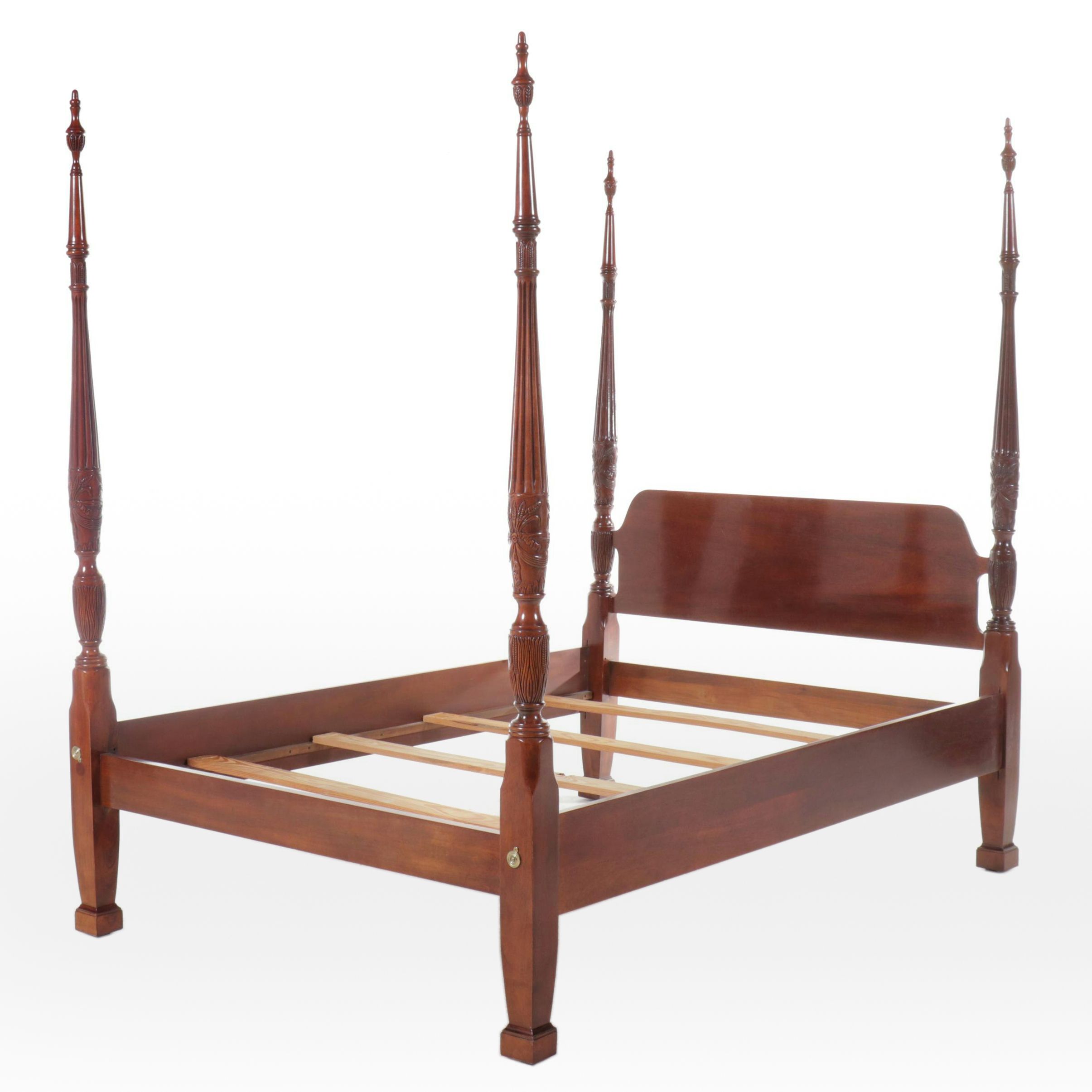 Federal Style Cherry Queen Size Four Poster Bed Frame, 20th Century