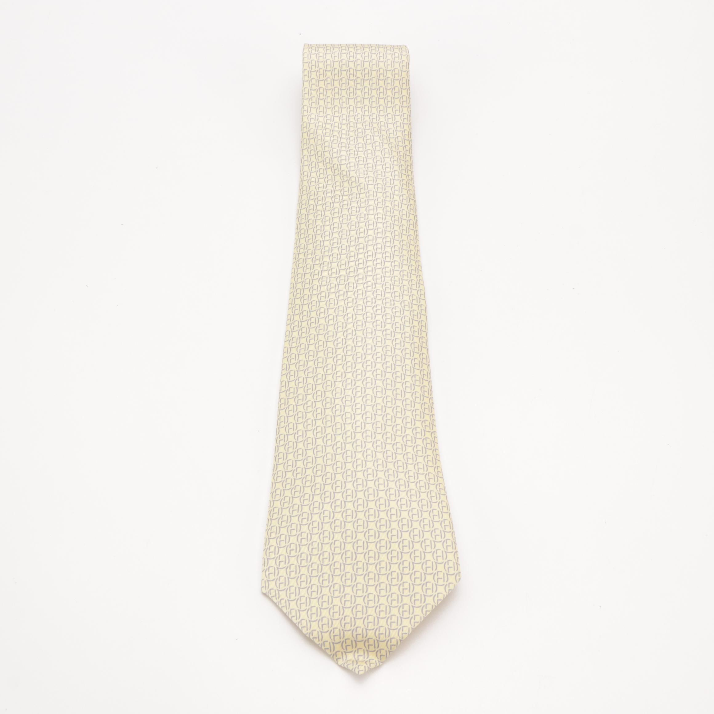 Hermès Circle H Pattern Tall Necktie in Silk Twill with Box