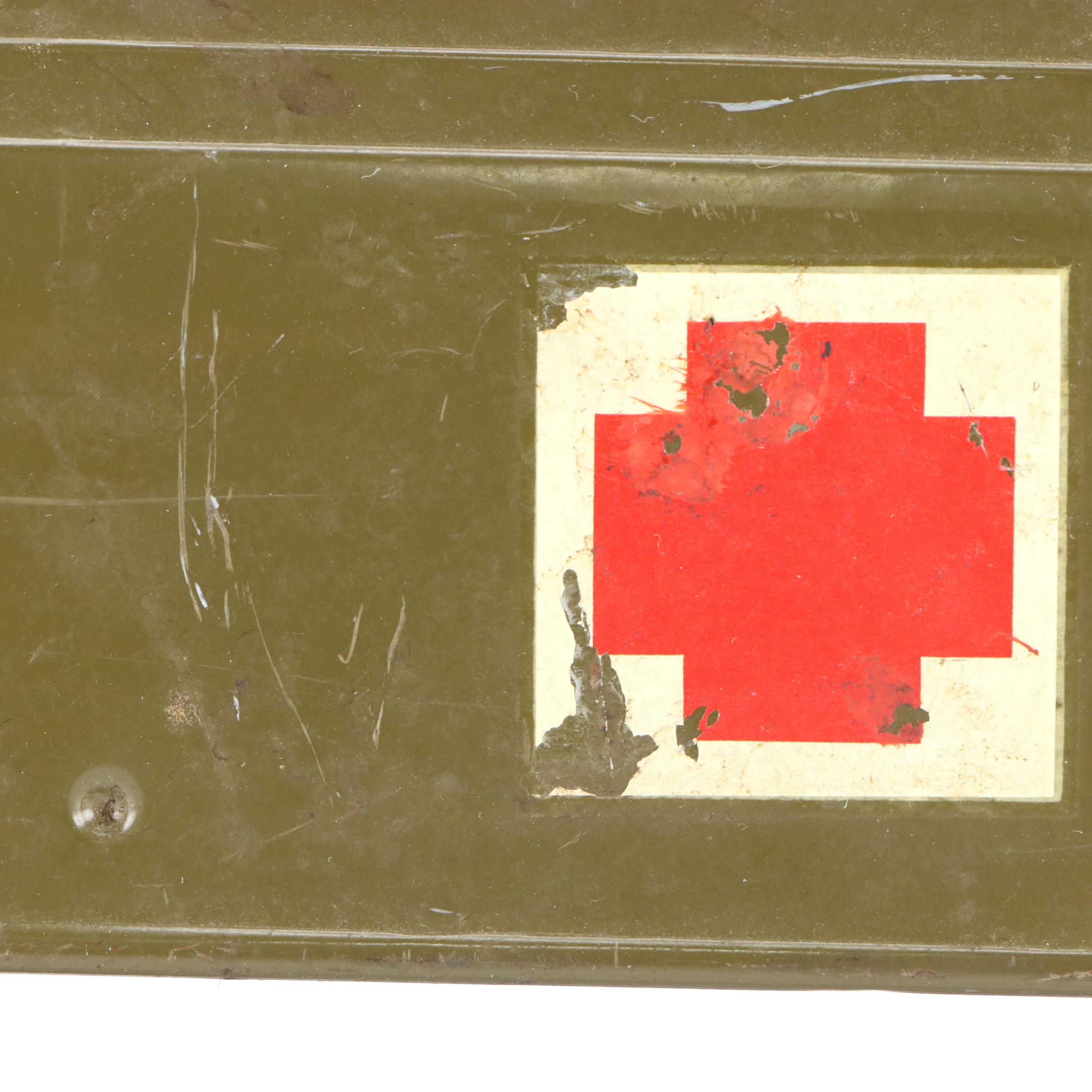 Vintage Nylint Pressed Metal Ford Army Ambulance with Gurney, 1965