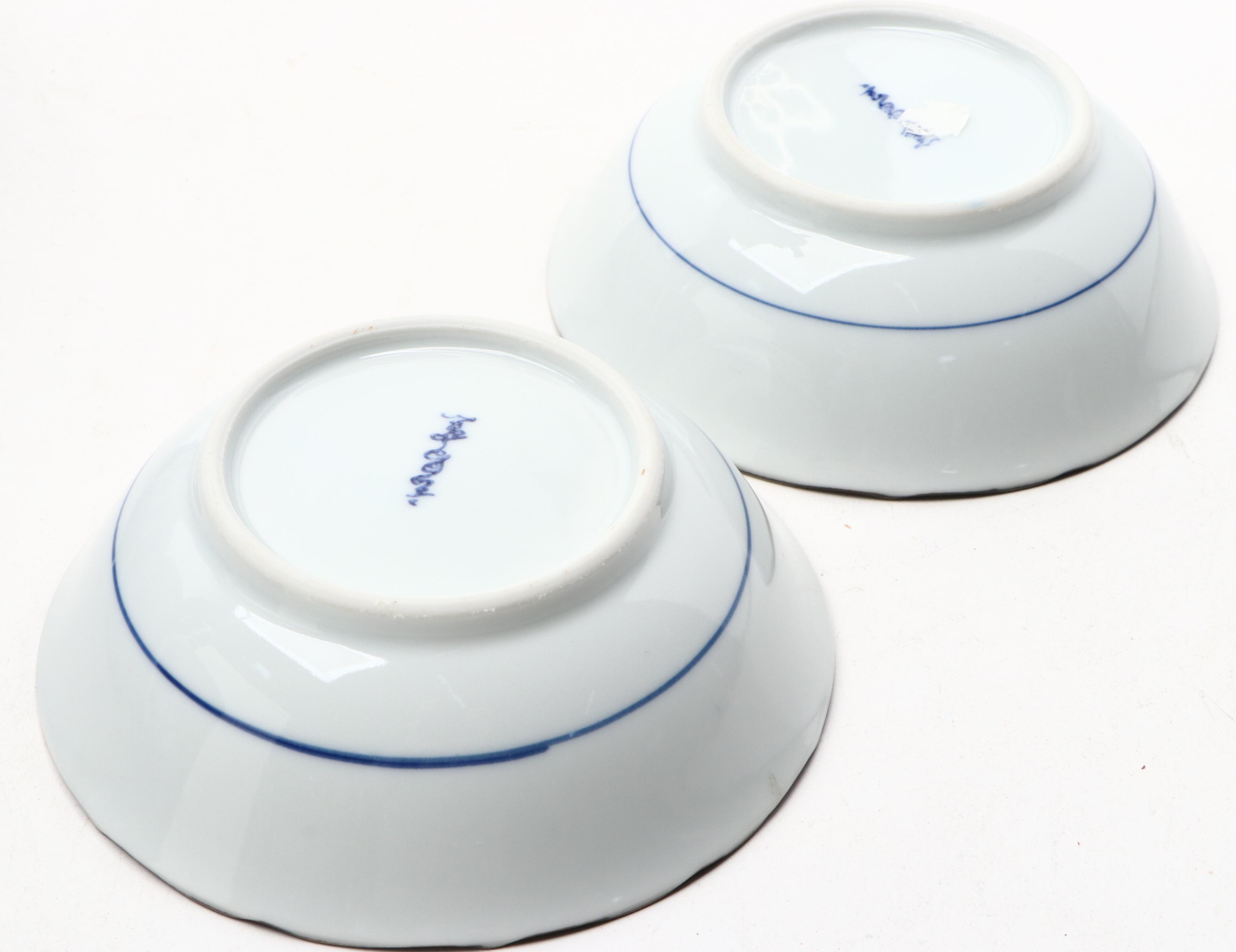 Blue on White Porcelain Mugs and Bowls