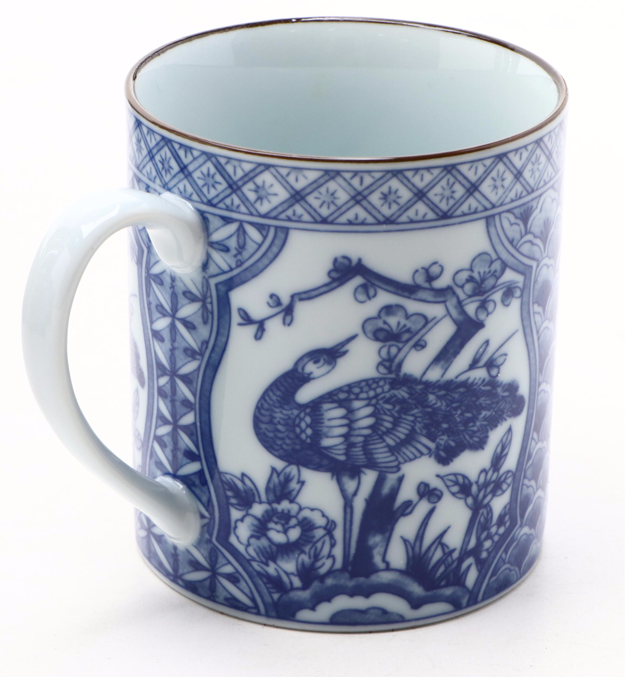 Blue on White Porcelain Mugs and Bowls