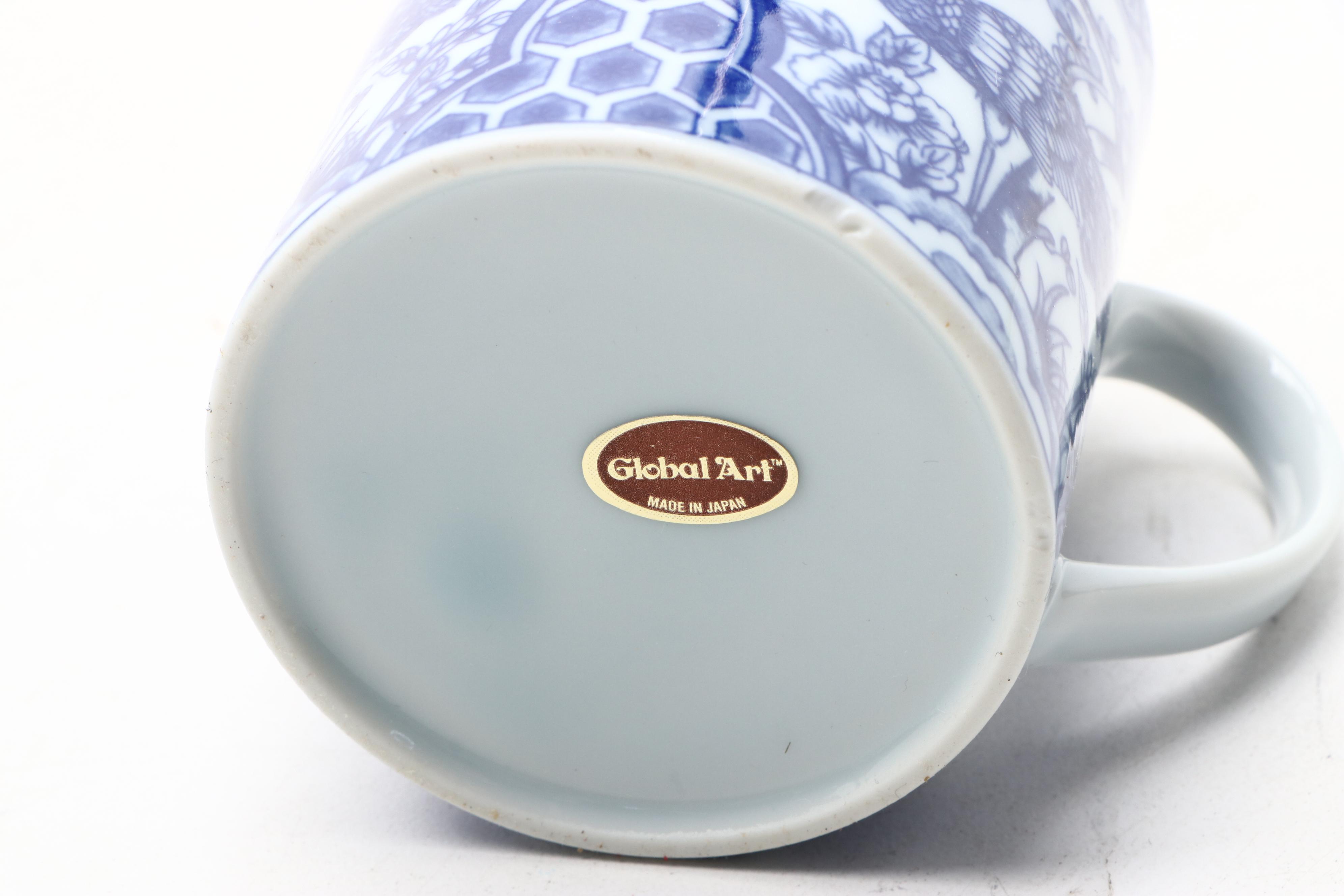 Blue on White Porcelain Mugs and Bowls