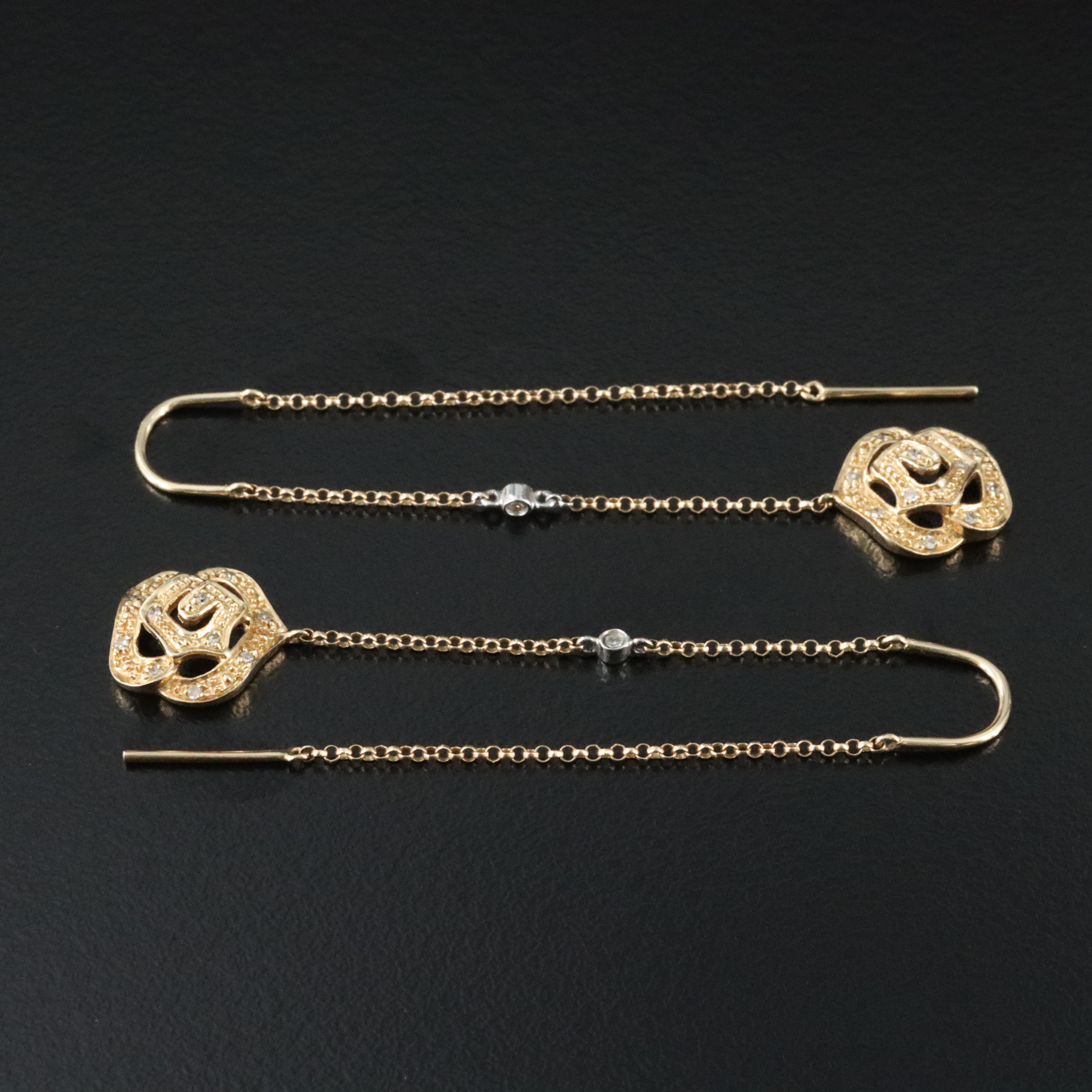 14K 0.10 CTW Diamond Rose Threader Earrings