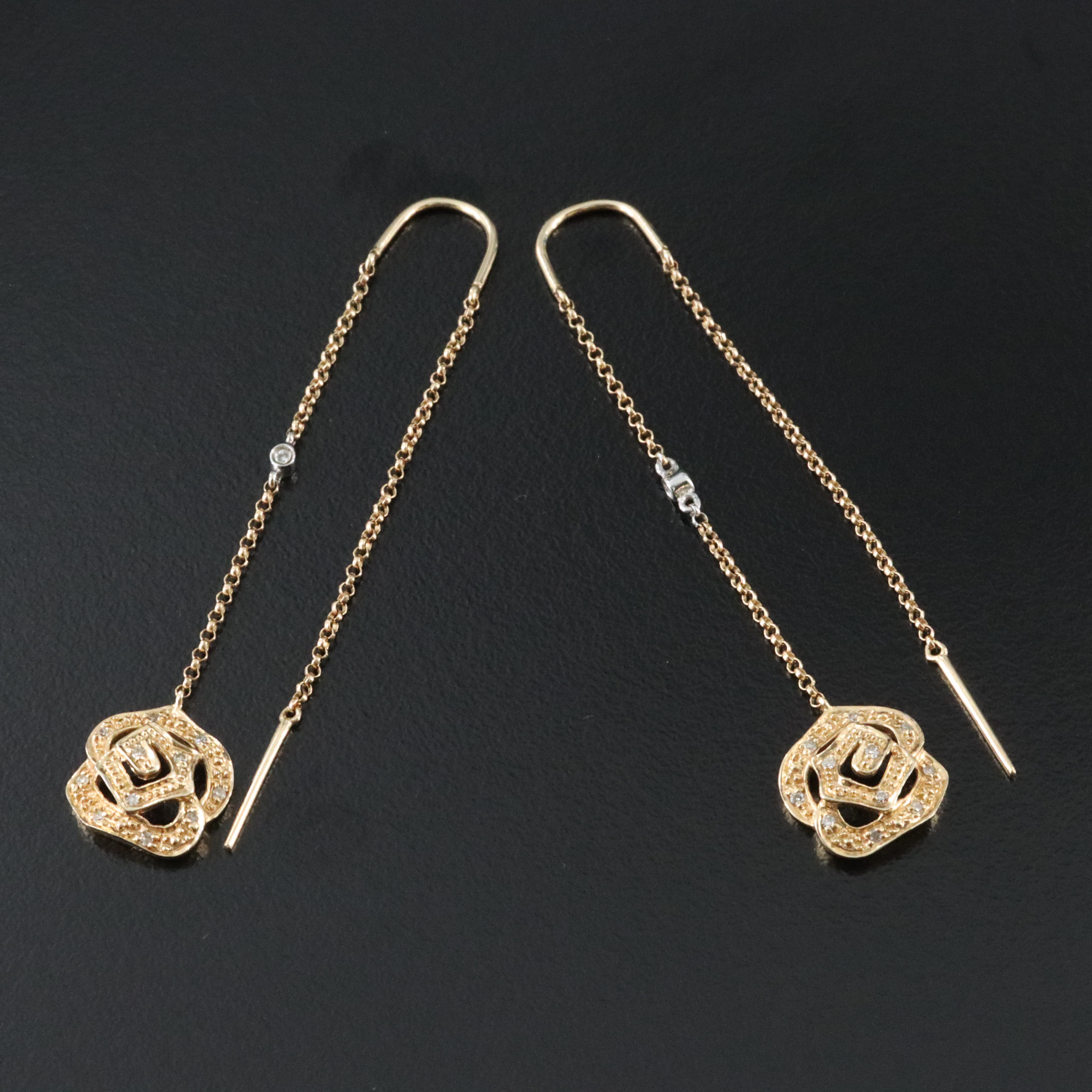 14K 0.10 CTW Diamond Rose Threader Earrings