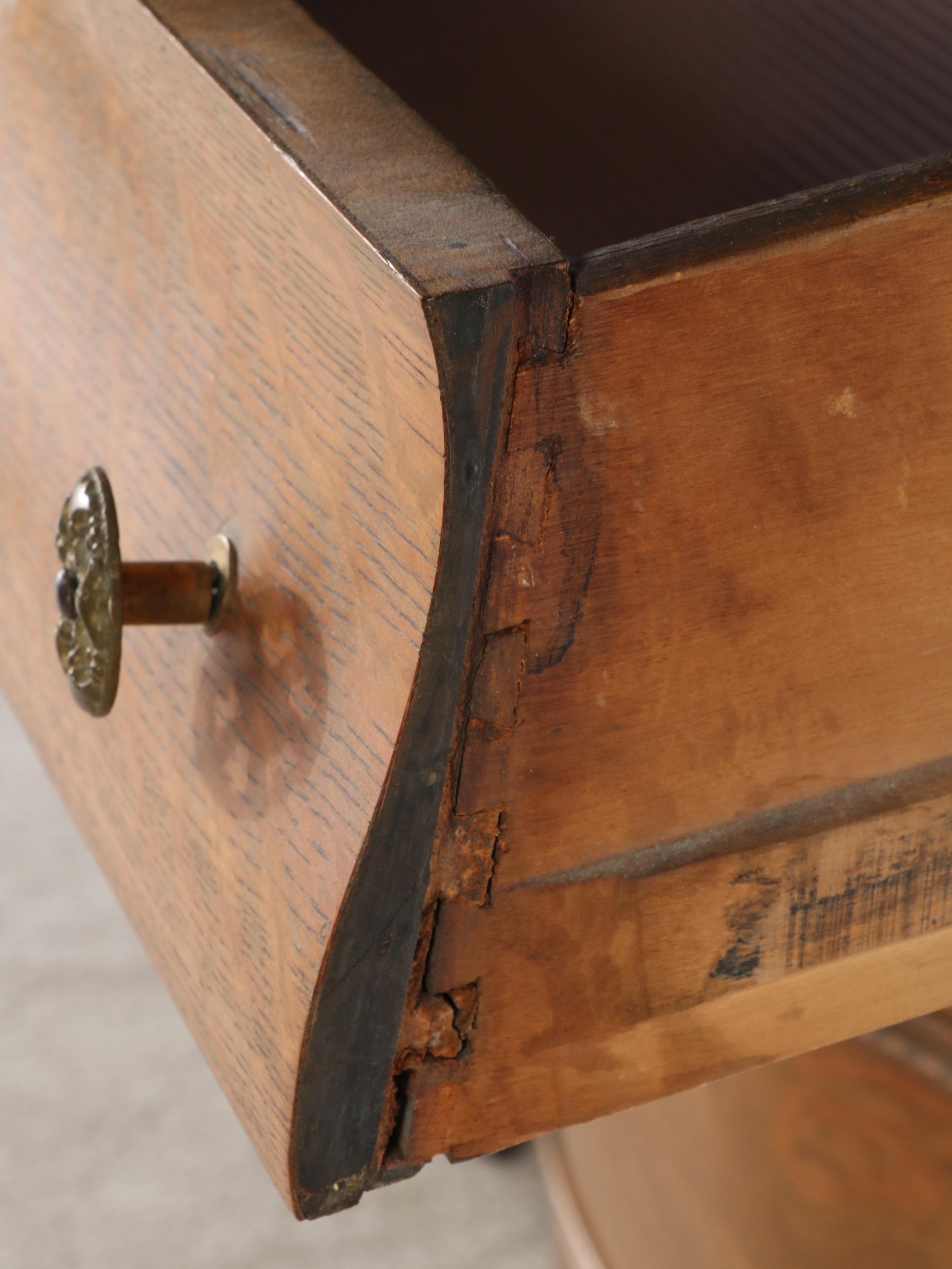 Victorian Serpentine Front Oak Dresser and Mirror