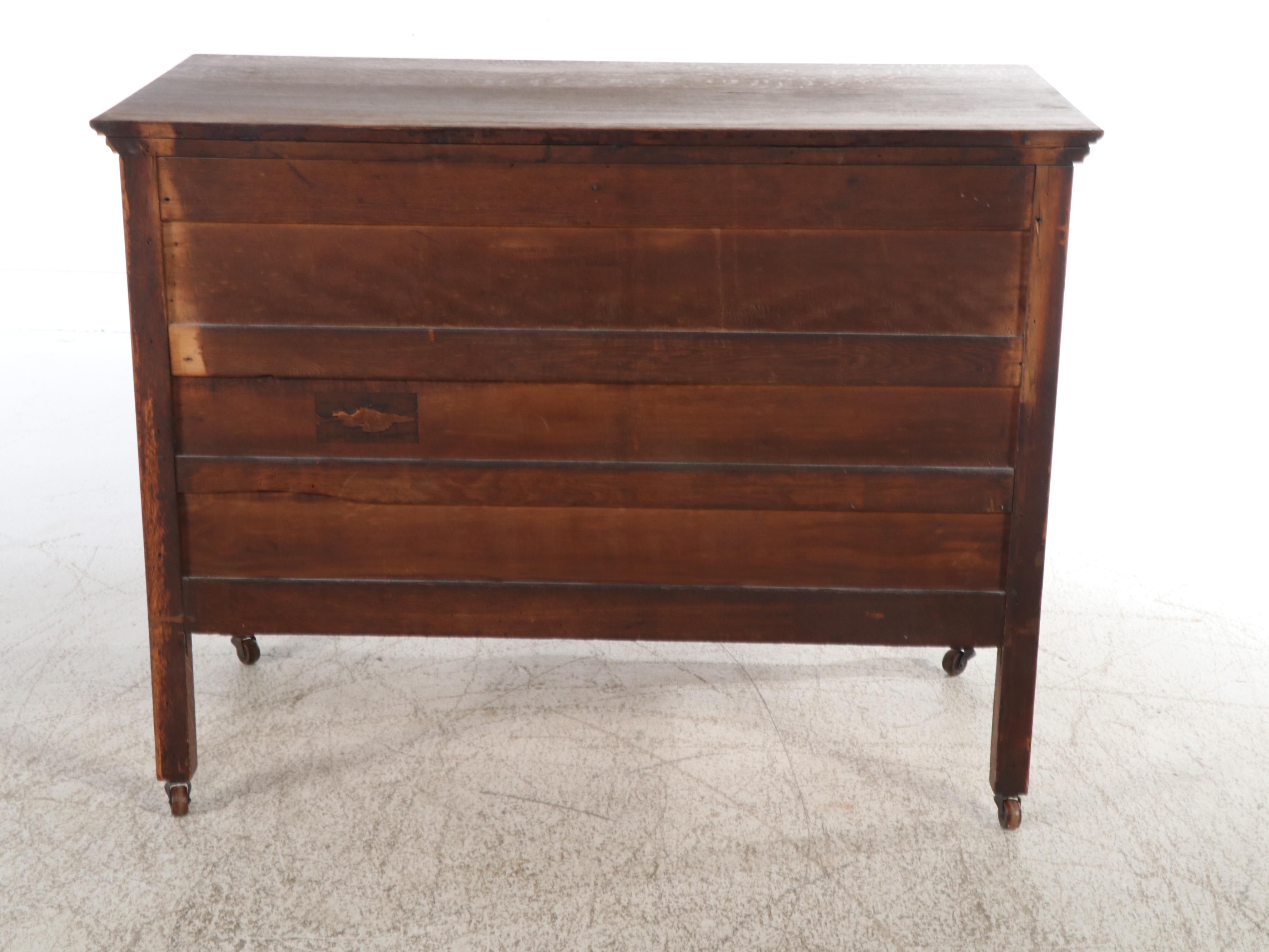 Victorian Serpentine Front Oak Dresser and Mirror