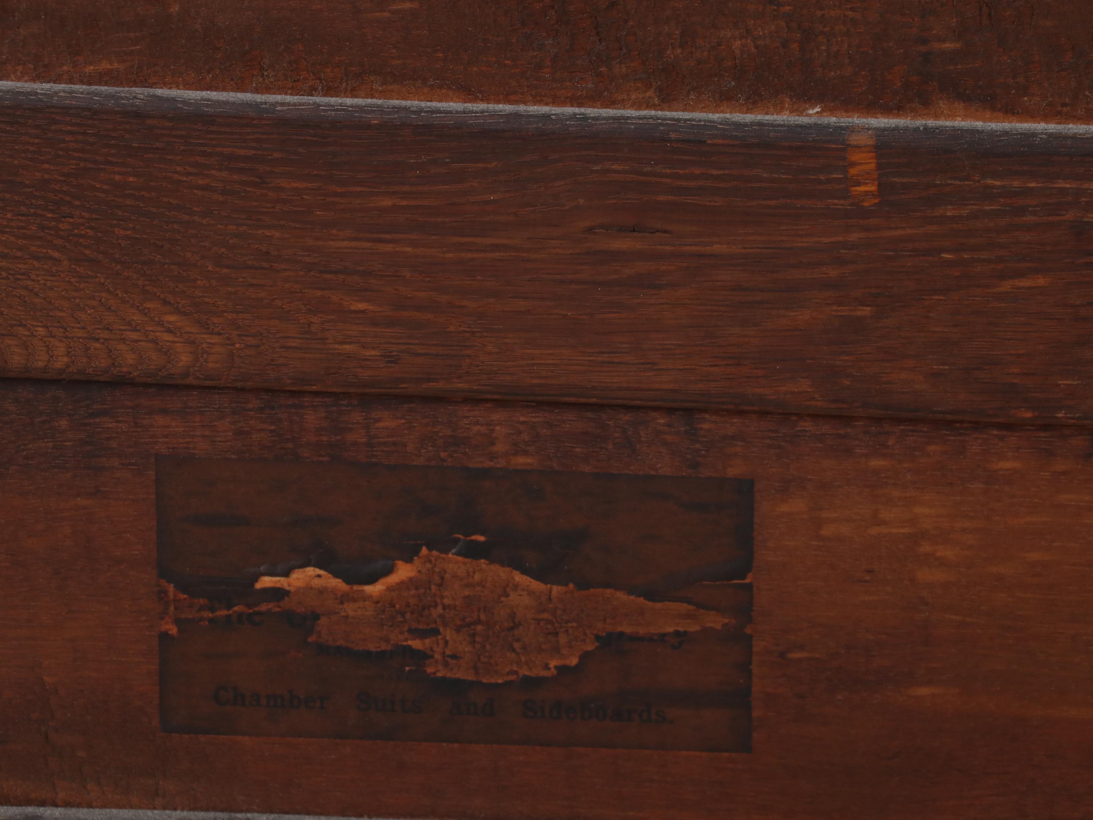 Victorian Serpentine Front Oak Dresser and Mirror