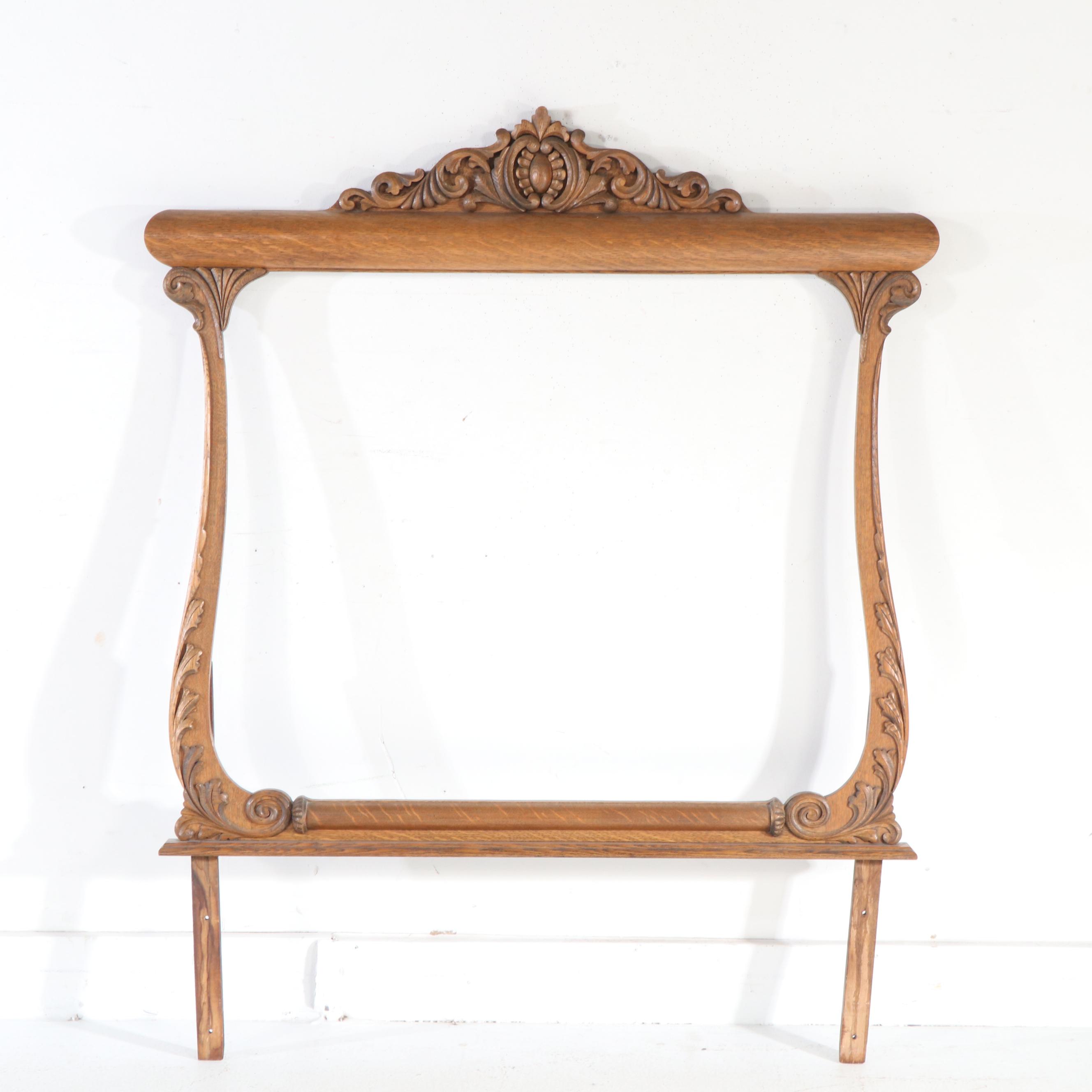 Victorian Serpentine Front Oak Dresser and Mirror