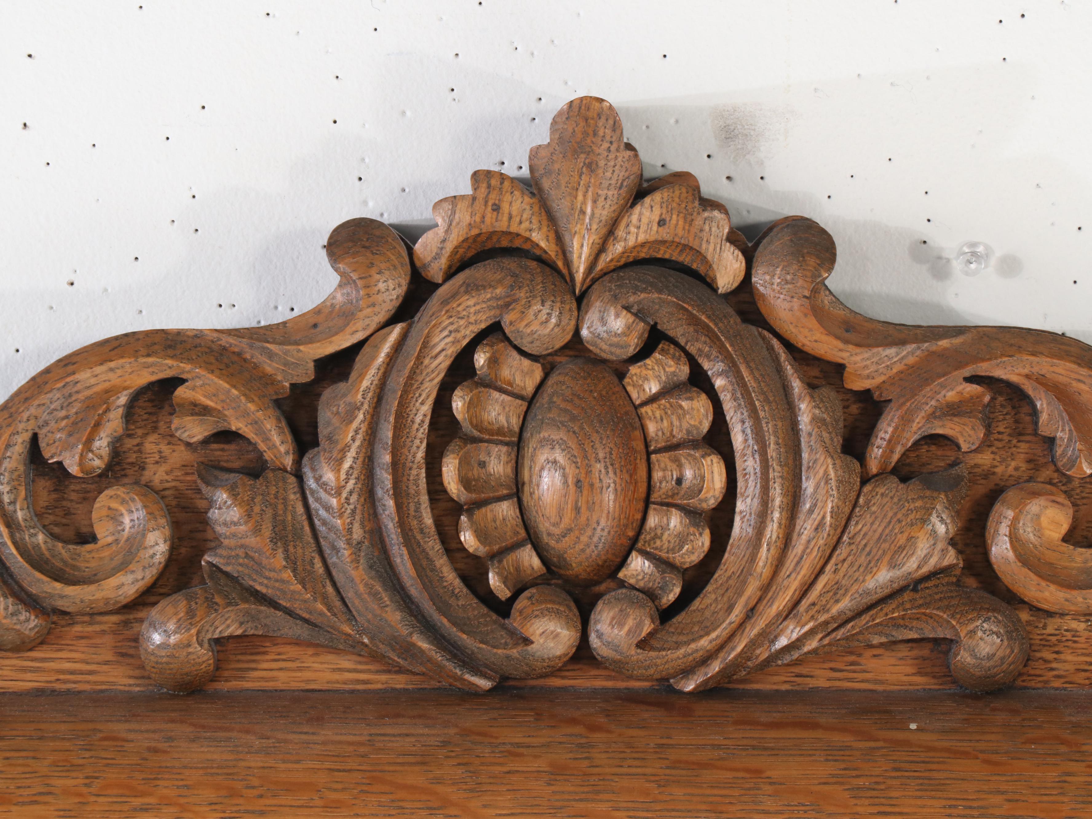 Victorian Serpentine Front Oak Dresser and Mirror
