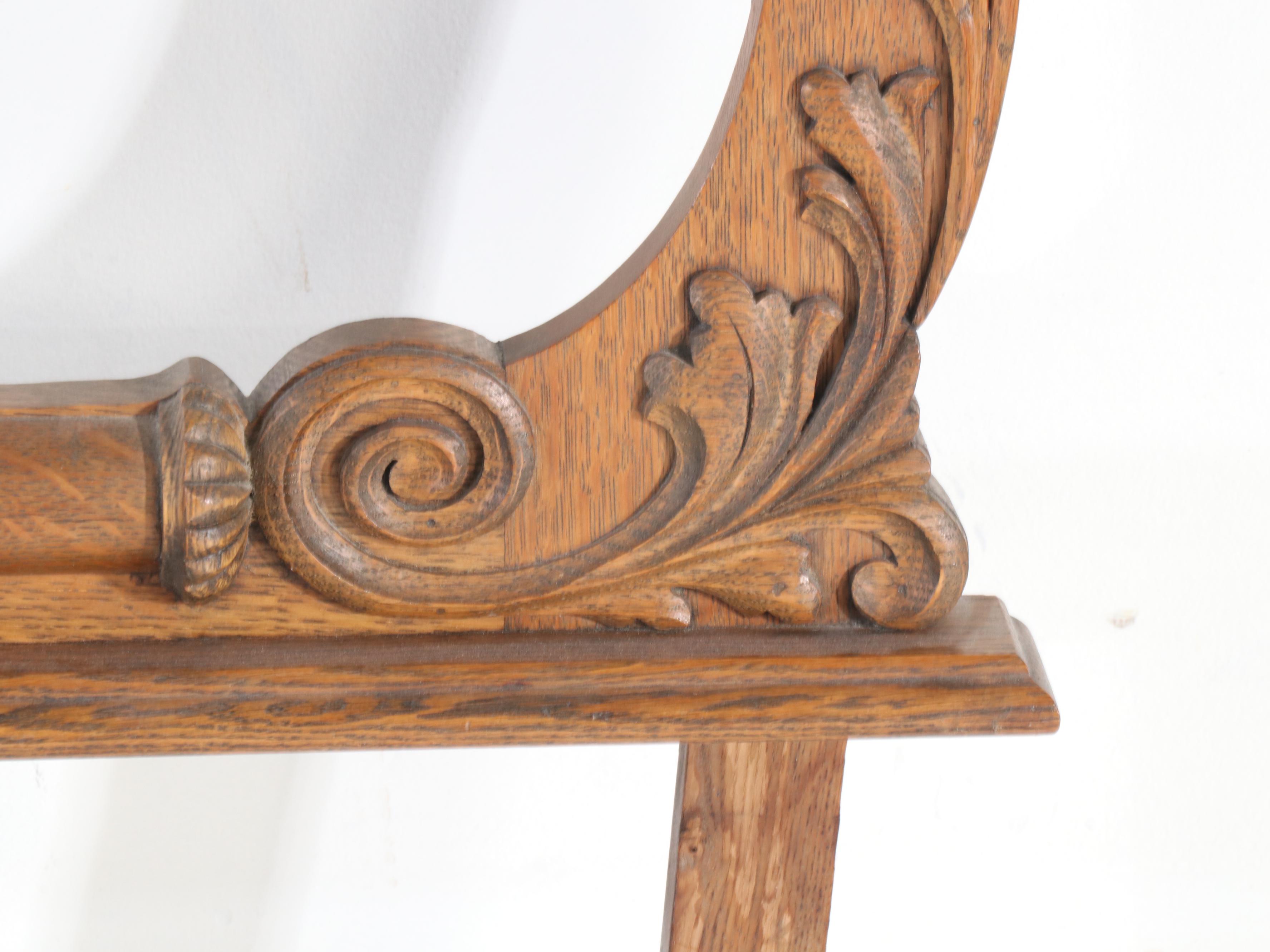 Victorian Serpentine Front Oak Dresser and Mirror