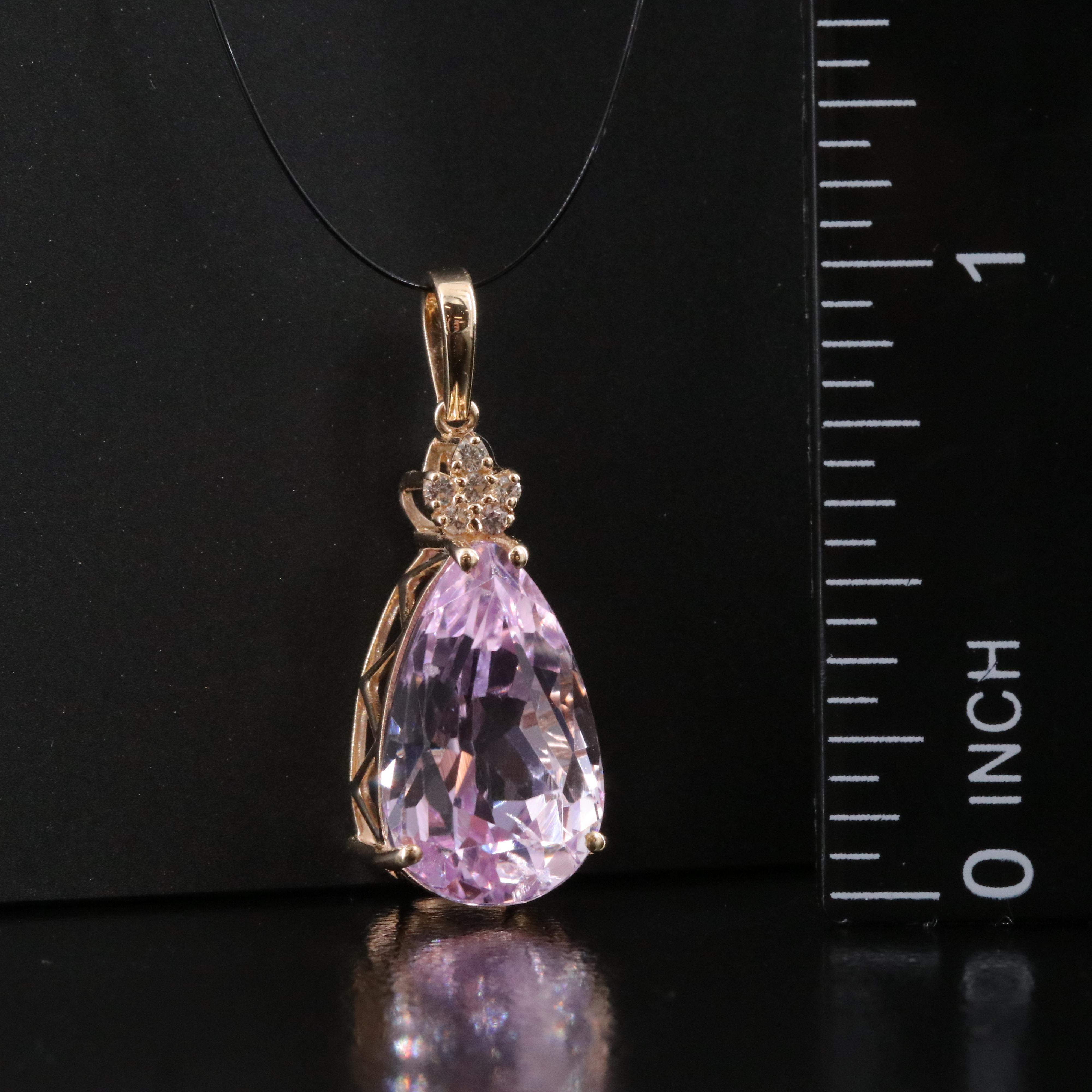 14K 8.30 CT Kunzite and White Sapphire Ring