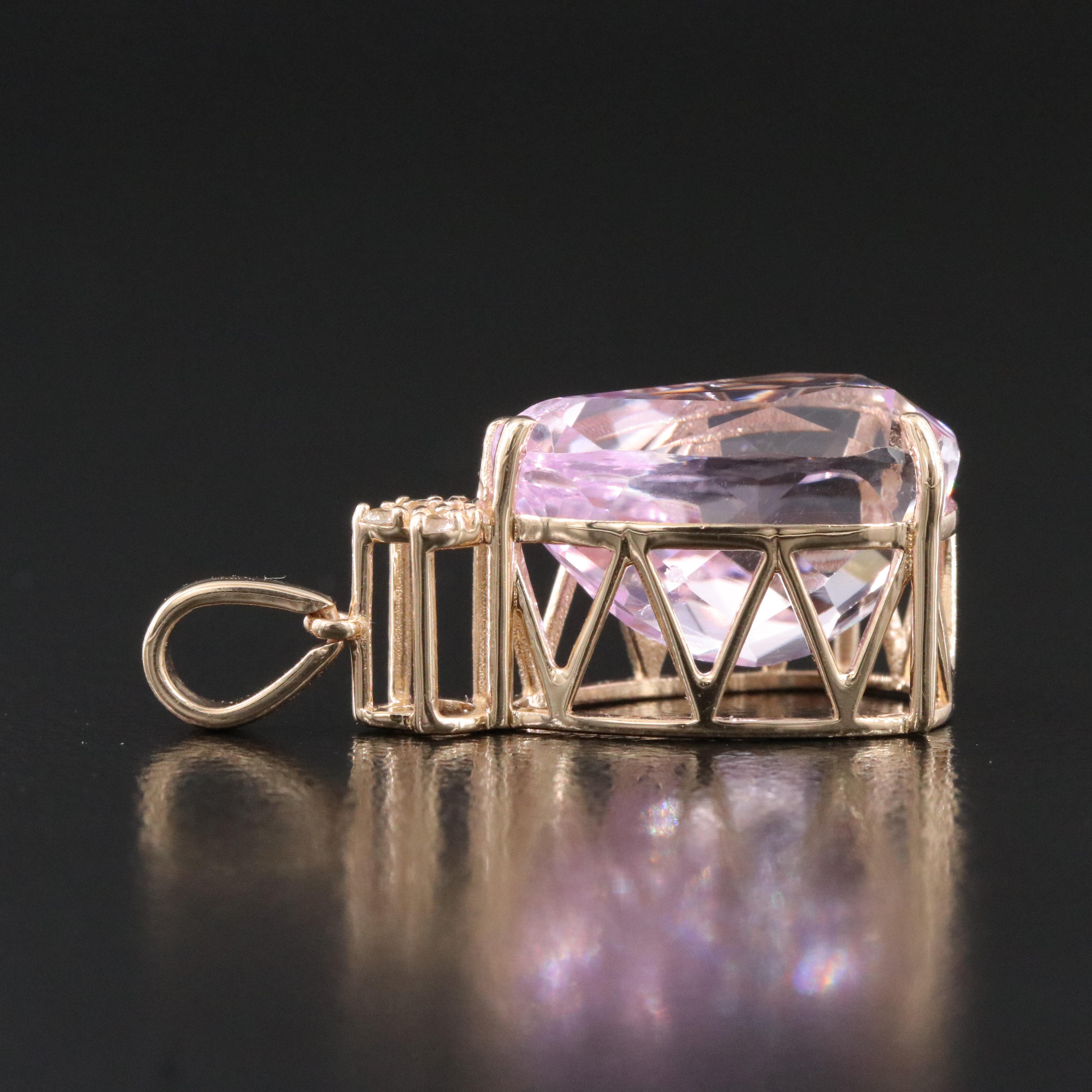 14K 8.30 CT Kunzite and White Sapphire Ring